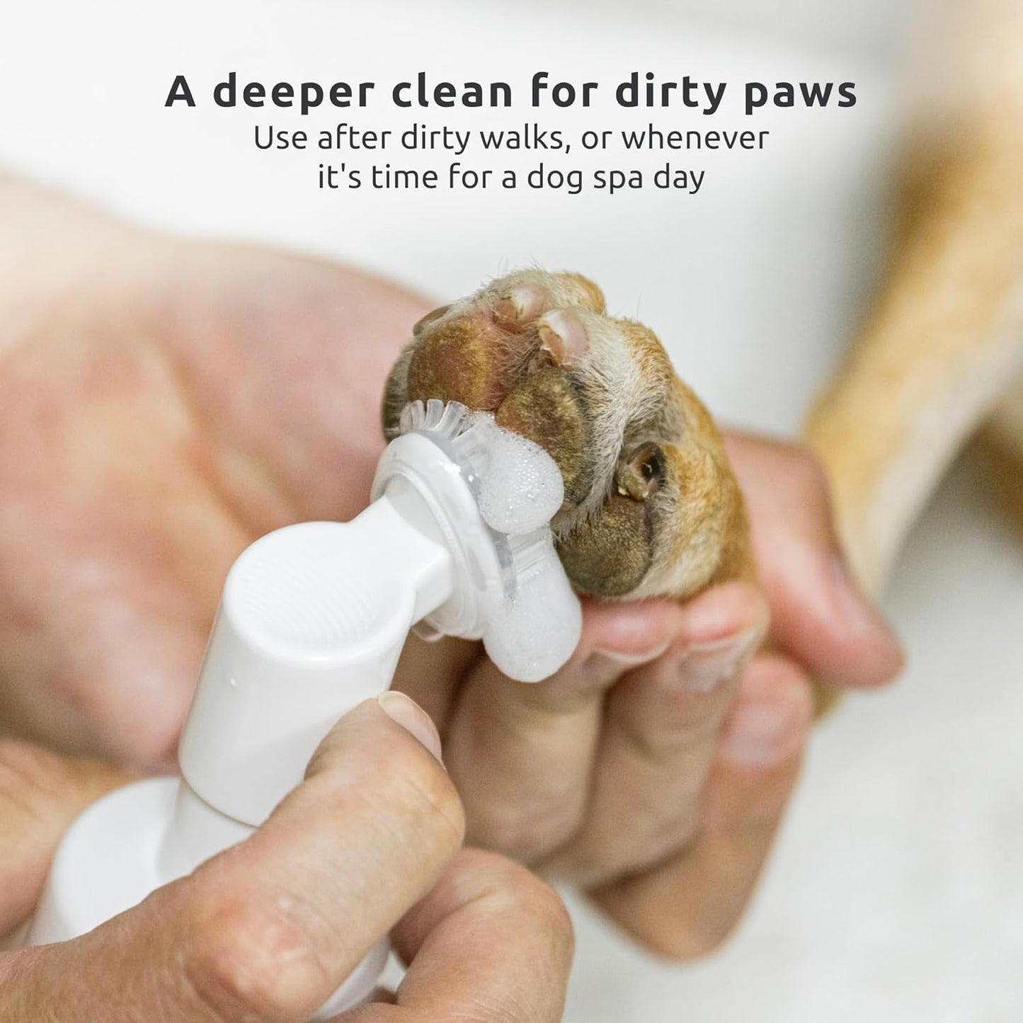Protex PawZ No-Rinse Foaming Paw Cleanser for Dogs - Moisturizing, Fragrance-Free with Silicone Brush