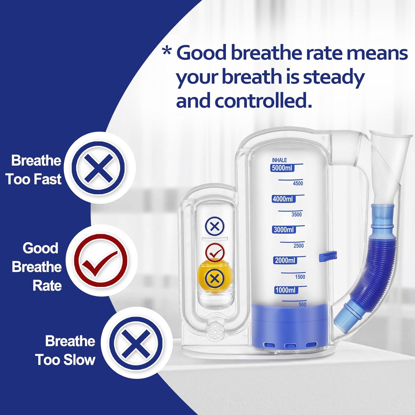Incentive Spirometer Adult, Breathing Exercise Device for Lungs, Breathing Trainer