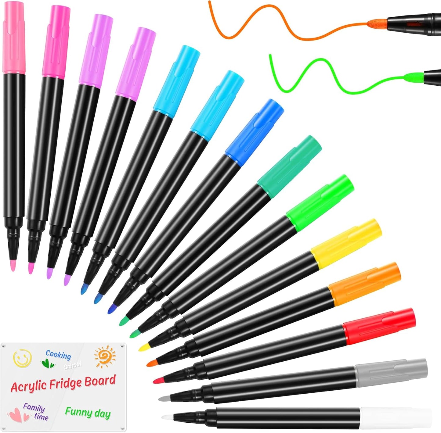 Liquid Chalk Markers for LED Drawing Note Board Acrylic Calendar Planning Board Clear Glass Dry Erase Whiteboard Window Mirror Christmas Holidays Painting, 14 Pack, 12 Vibrant Colors, 1mm Fine Points