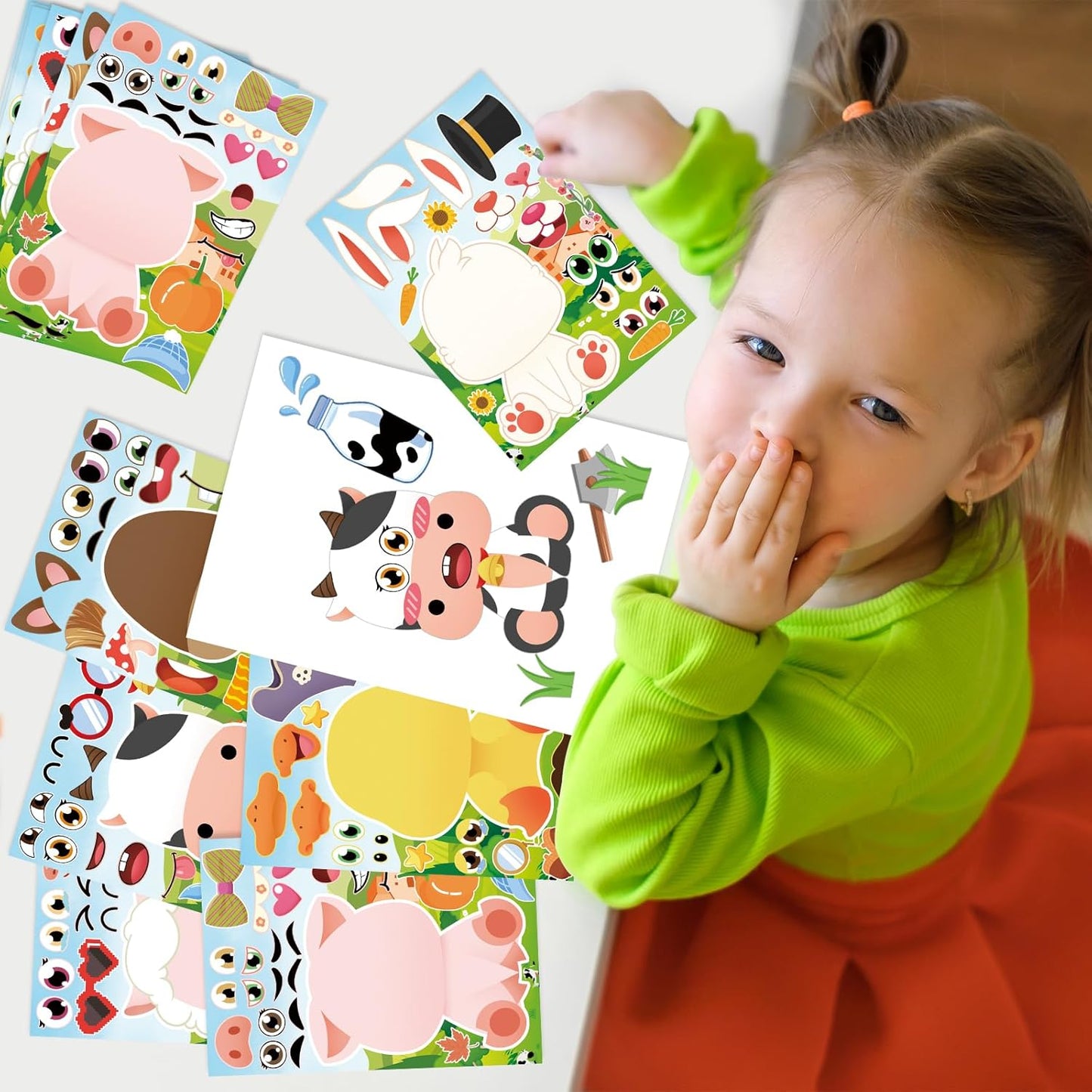 Farm Animals Birthday Party Favors Set 82 PCS Barnyard Animal Masks Sticker Keychains Straw Slap wristbands Rubber Pigs Gift for Kids Birthday Party Baby Shower Goodie Bag Filles Supplies