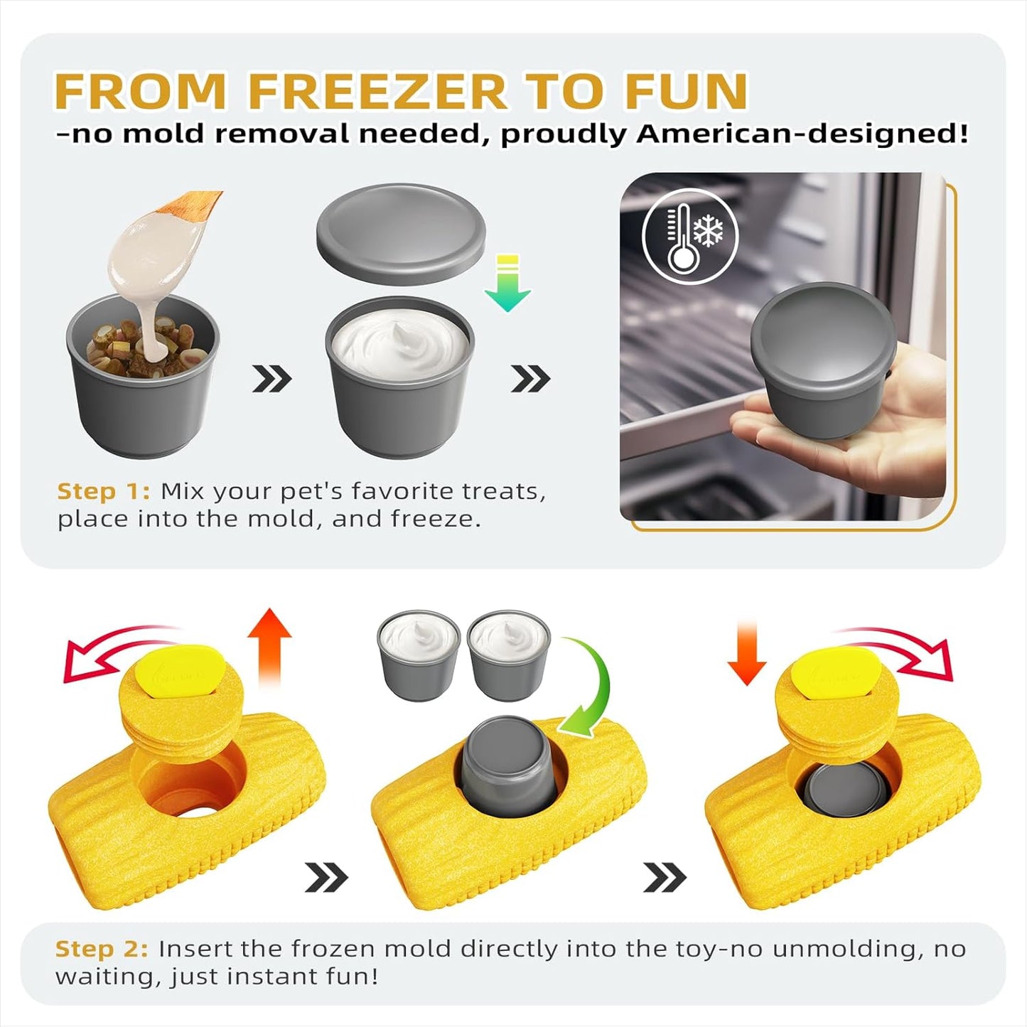 Interactive Dog Toys for Aggressive Chewers, Indestructible Dog Toy to Keep Them Busy, Corn-Shaped Durable Dog Chew Toys for Large & Medium Breeds, Frozen Treat Holder for Anxiety Relief & Dental Care