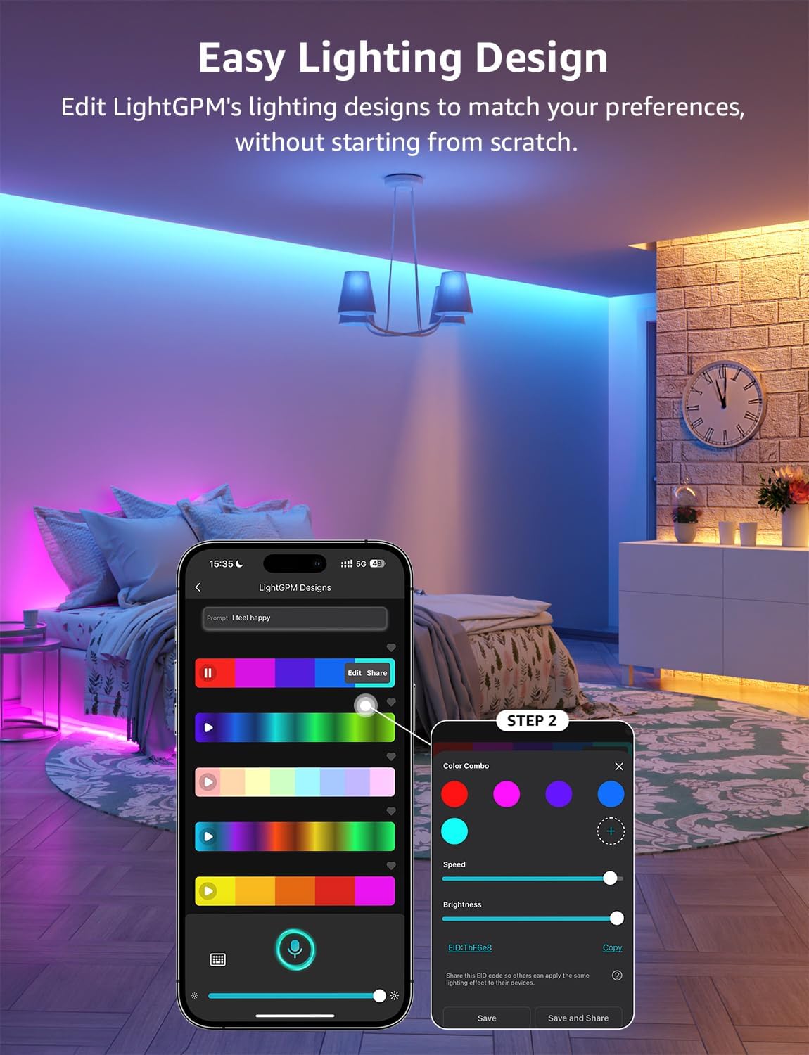 Lepro SE1 AI Smart LED Strip Lights - 32.8ft RGB Color Changing Light Strips with APP Control, AI Generated Lighting, Music Sync, 2.4GHz Wi-Fi & Bluetooth LED Lights for Home Decor (No Remote)