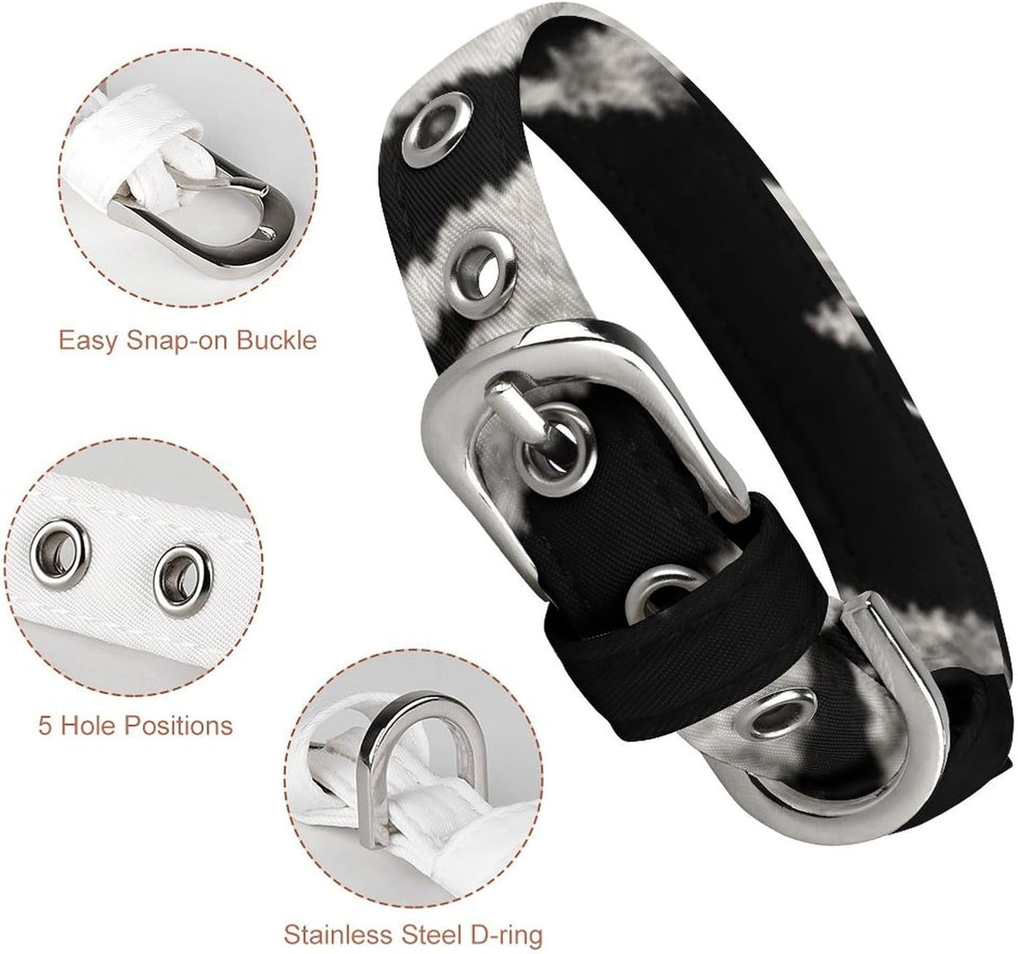 Black and White Zebra Print Dog Collar with Buckle Adjustable Martingale Pet Collars Cute Female Male Puppy Collar Soft Waterproof Cat Collars for Small Medium Dogs