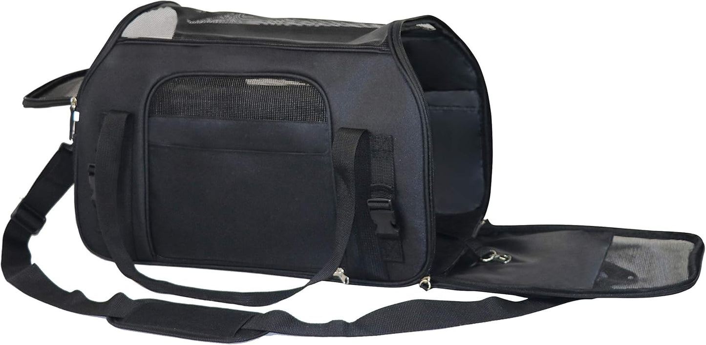 EliteField Soft Pet Carrier (3 Year Warranty, Airline Approved) Soft Sided Dog Puppy Cat Carrier Travel Bag (X-Large: 21" L x 12" W x 13" H, Black)