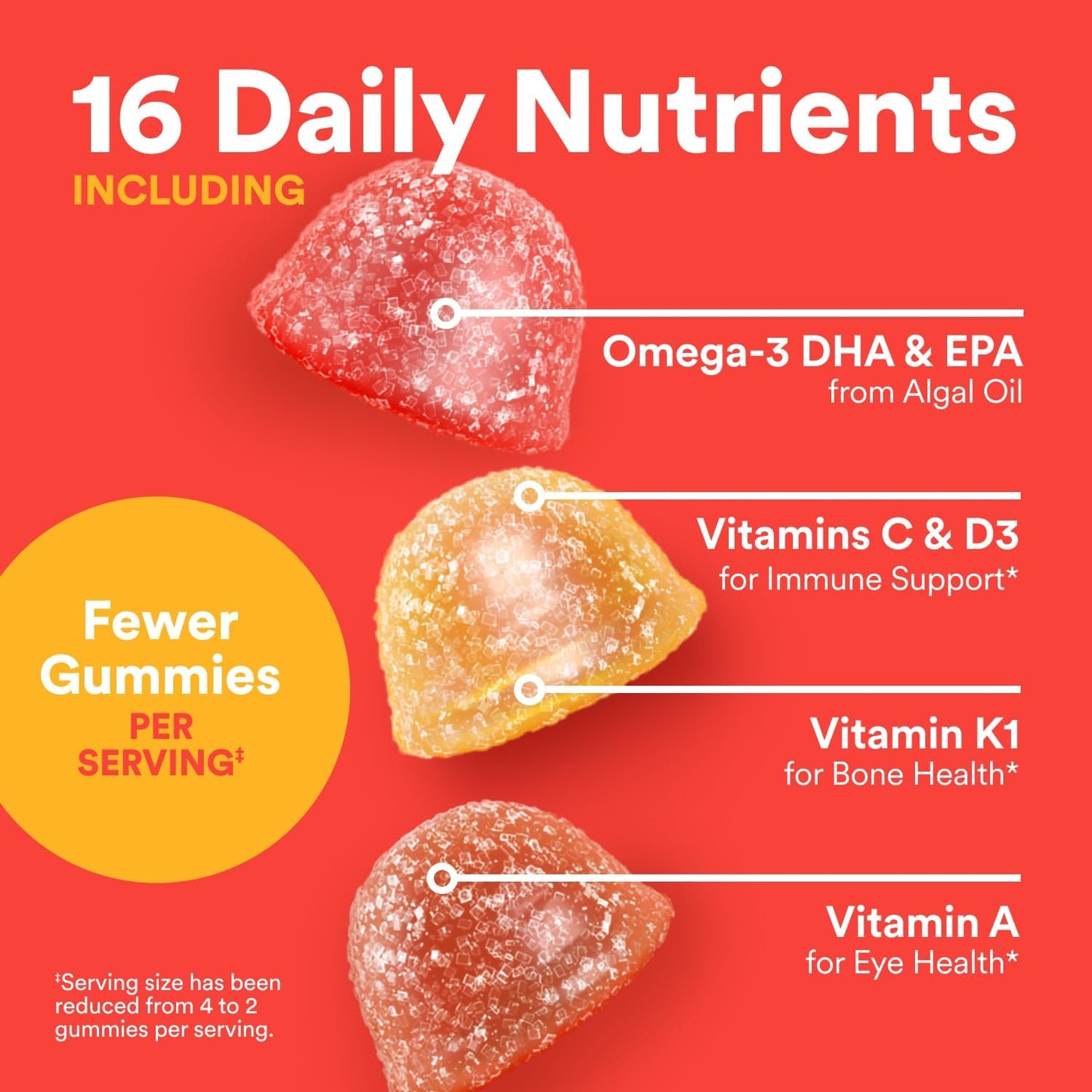 SmartyPants Kids Multivitamin Gummies, Omega 3 (DHA/EPA), Vitamins D3, C, B12, B6, Vitamin A, K & Zinc, Gluten Free, Three Fruit Flavors, 60 Count (30 Day Supply)