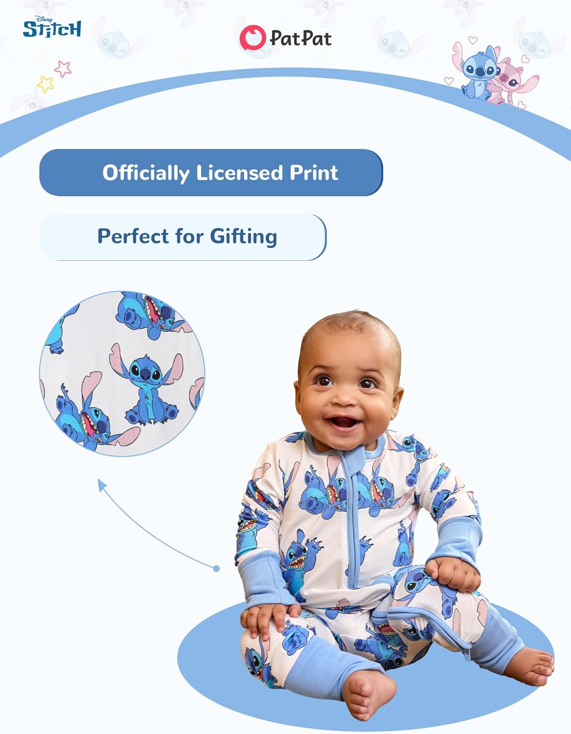 Disney Princess Stitch Marvel Baby Viscose Made from Bamboo Long Sleeve Footie Romper Zipper Sleep Outfit Newborn to Infant