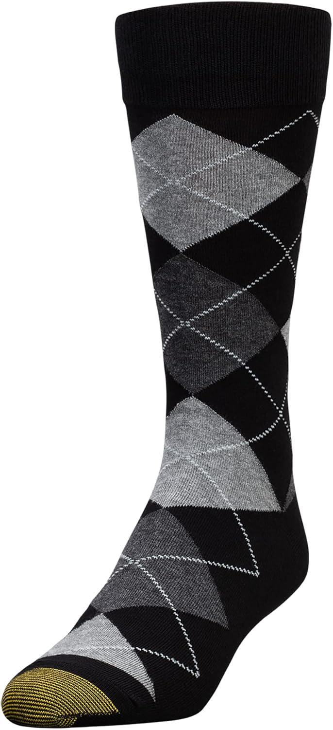 GOLDTOE mens Carlyle Argyle Crew Dress Socks, 3-pairs