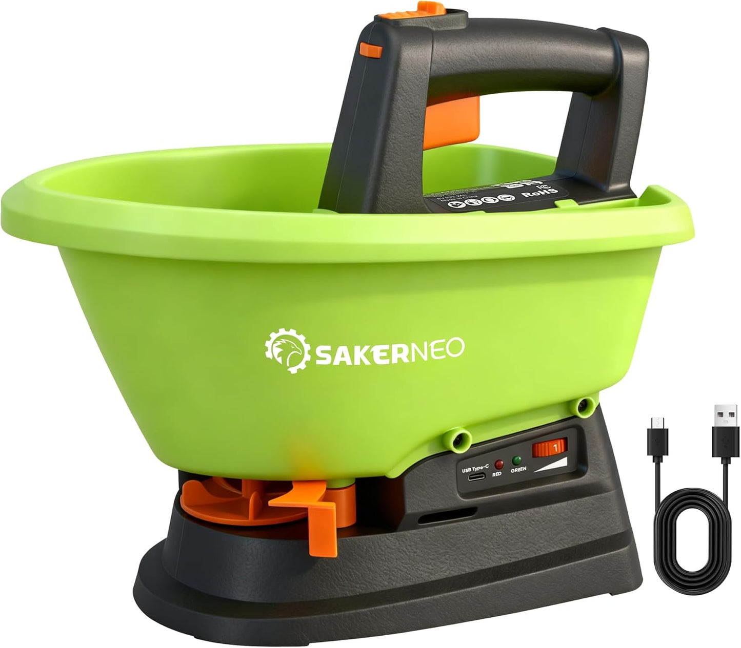 Handheld Lawn Spreader - 7.2V Battery Powered Seed & 135° Fertilizer Spreader, 3L Large Capacity for 6400 Sq.Ft, 7 Settings & 5 Angles, Rechargeable Grass Seeder for Even Lawn Care
