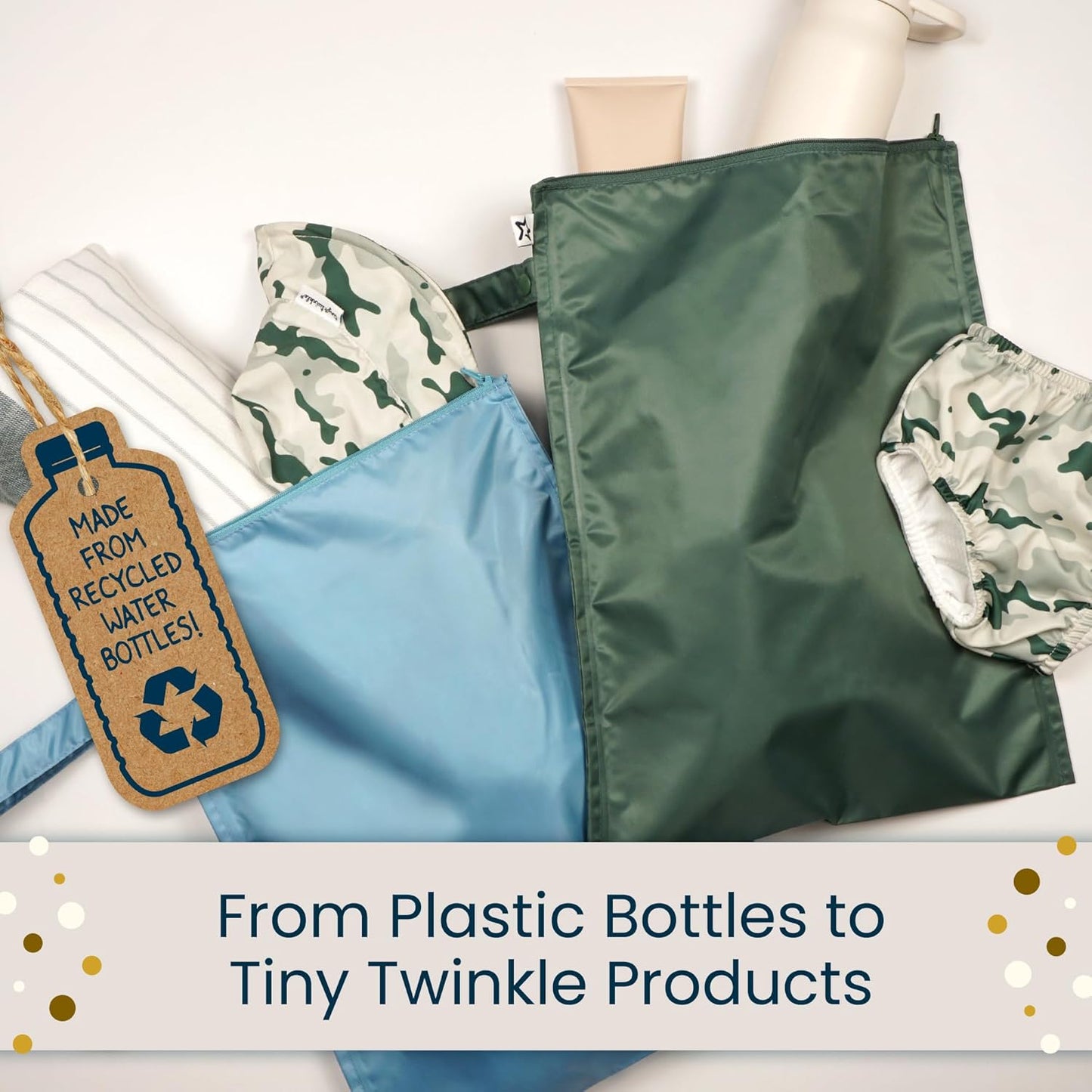 Tiny Twinkle Mess Proof Wet Bags | 2-Pack Reusable Waterproof Wet Bags for Swimsuits | Baby Clothes | Travel & Diaper Bag (Pink, Brown Checkers)
