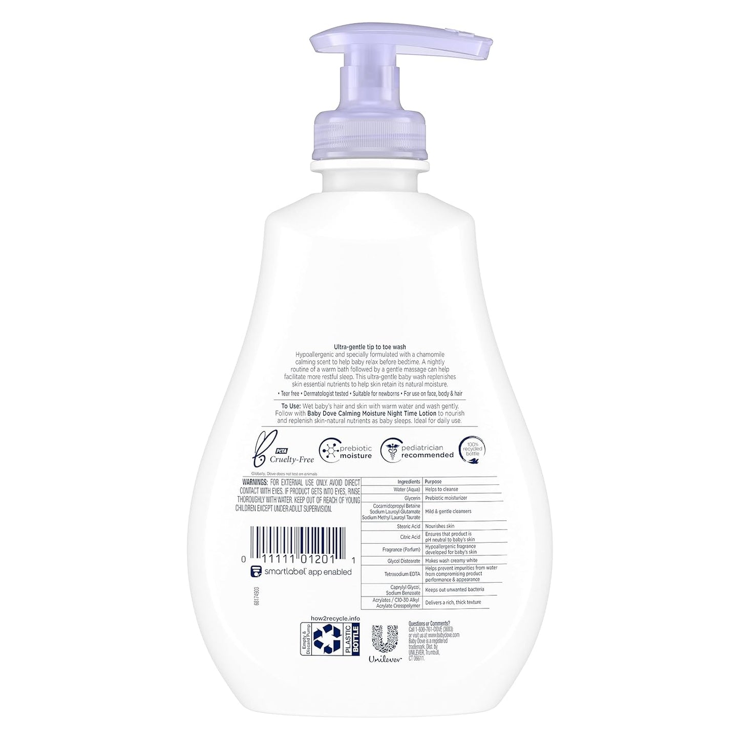 Baby Dove Sensitive Skin Care Baby Wash For a Calming Moisture Hypoallergenic and Tear-Free, Washes Away Bacteria, Chamomile, 13 Fl Oz