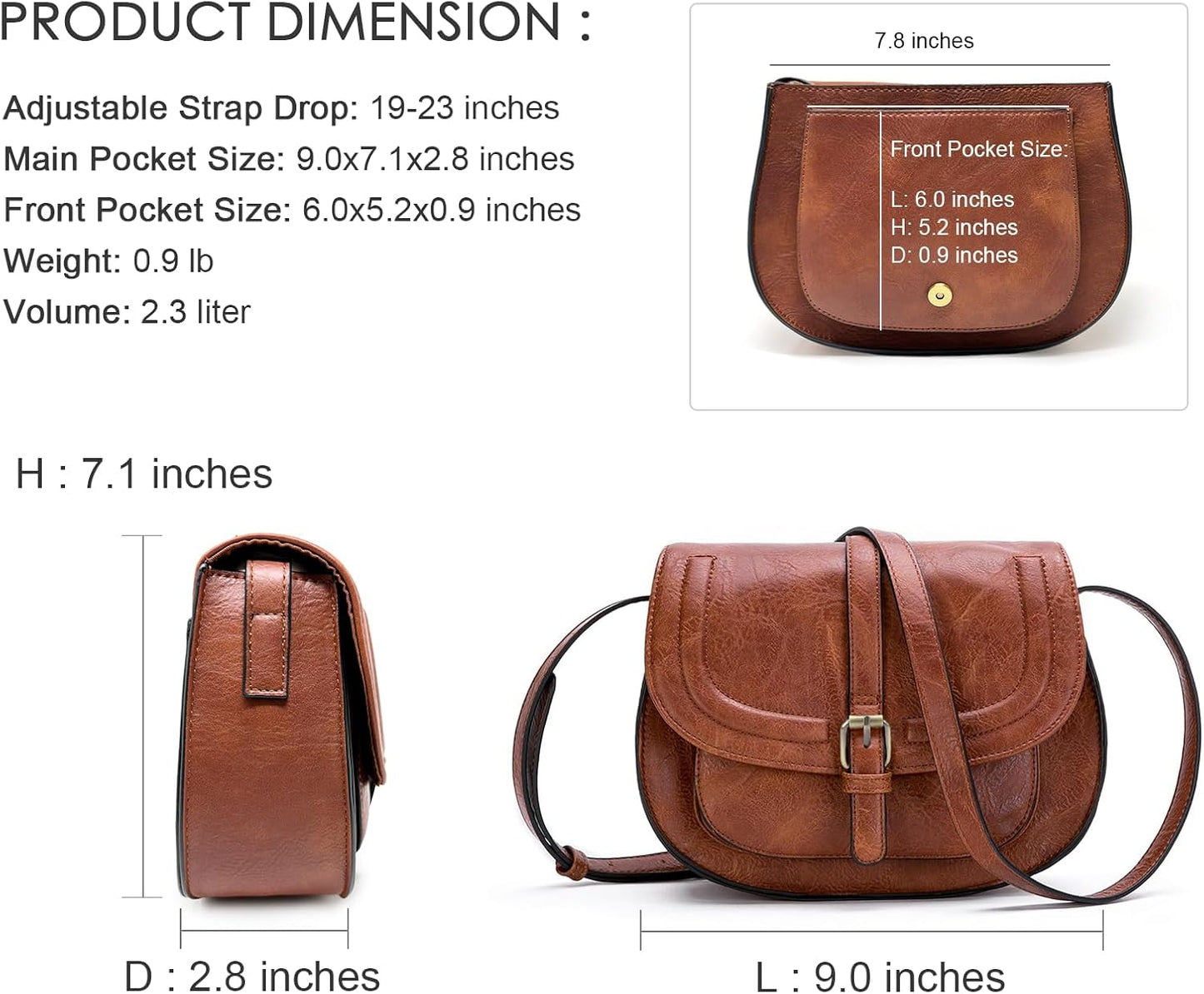 AFKOMST Crossbody Bags for Women,Small Saddle Purse and Boho Cross Body Handbags,Vegan Leather