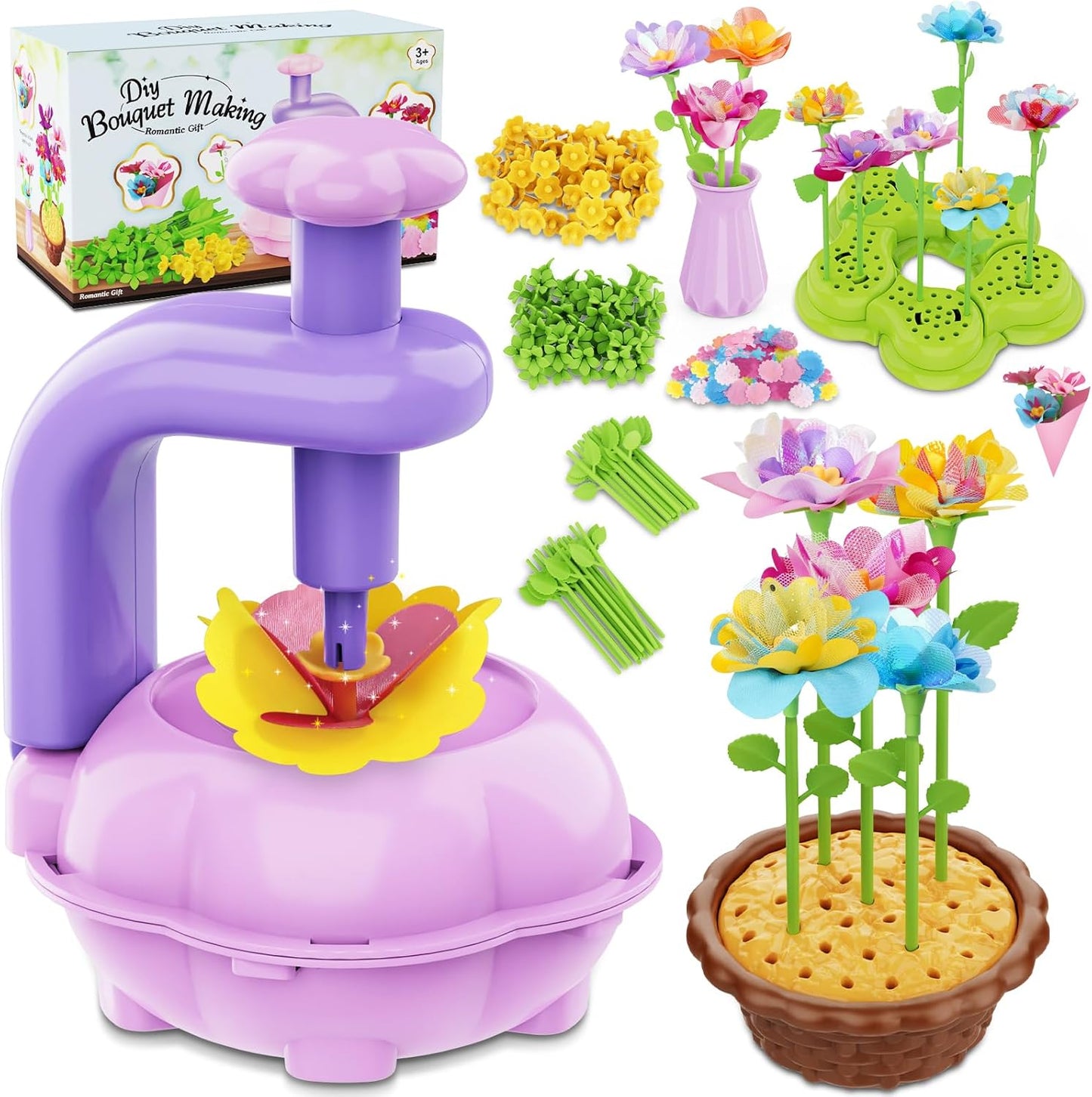 Zappyway Fabric Flower Bouquets Toys - Creative DIY Crafts for Girls Ages 4-8, Unique Floral Market Toy, Inspiring Arts & Crafts Educational Set, Perfect for Preschool Learning and Birthday Gifts