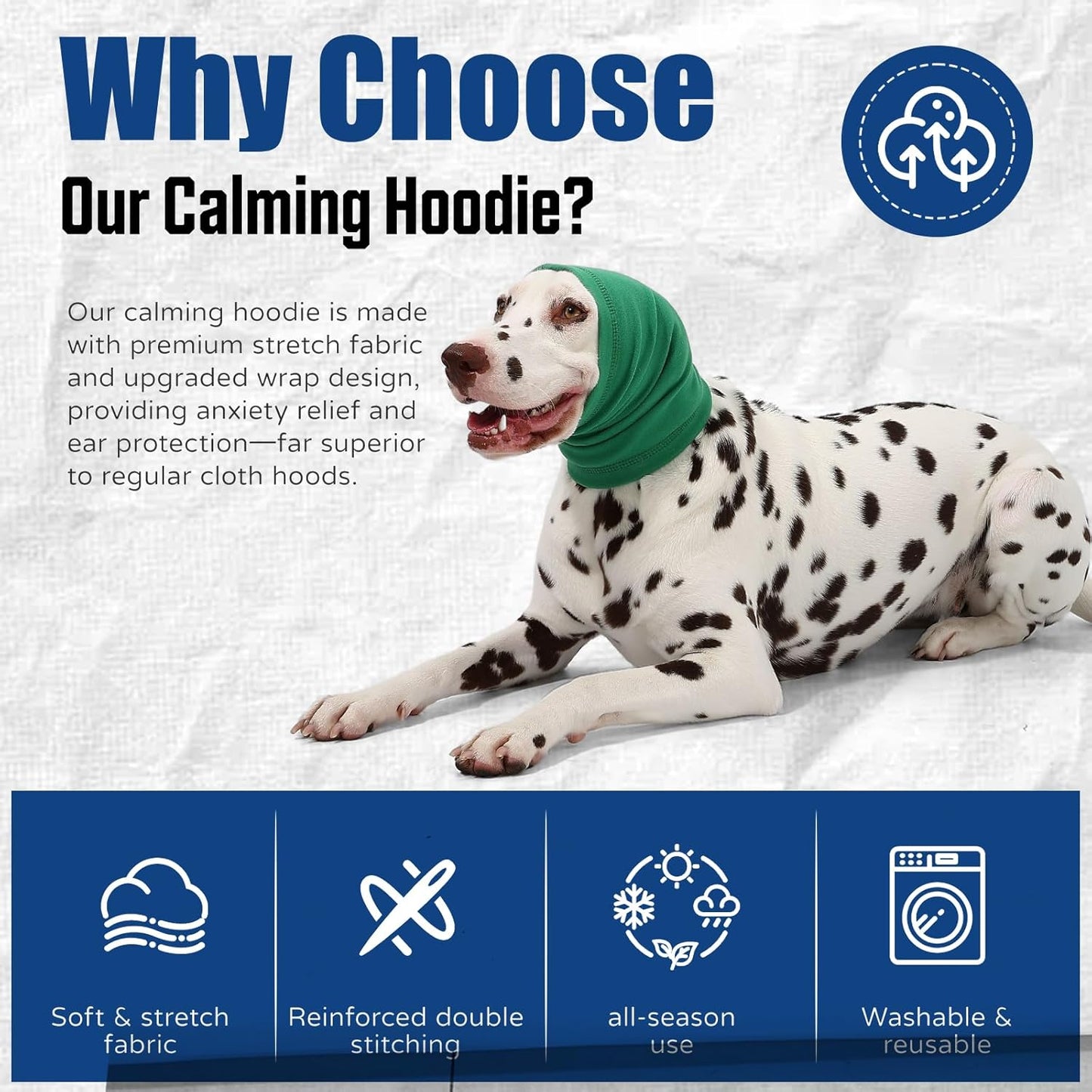 Dog Calming Hoodie Quiet Head Cover Sleeves Anxiety Relief/Noise Protection - Grooming - Thunder - Fireworks