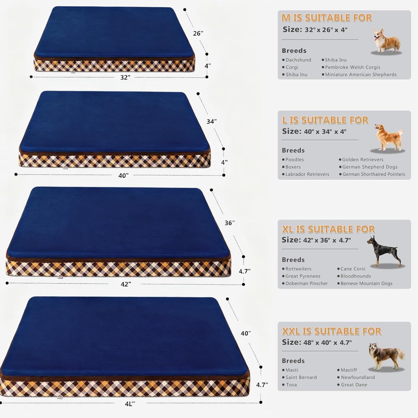 Magic Dog Orthopedic Extra Large Dog Bed, Super Soft 2-Layer High Density Foam XL Jumbo Pet Bed, No Installation Non Slip Bottom Dog Mattress with Removable Washable Cover