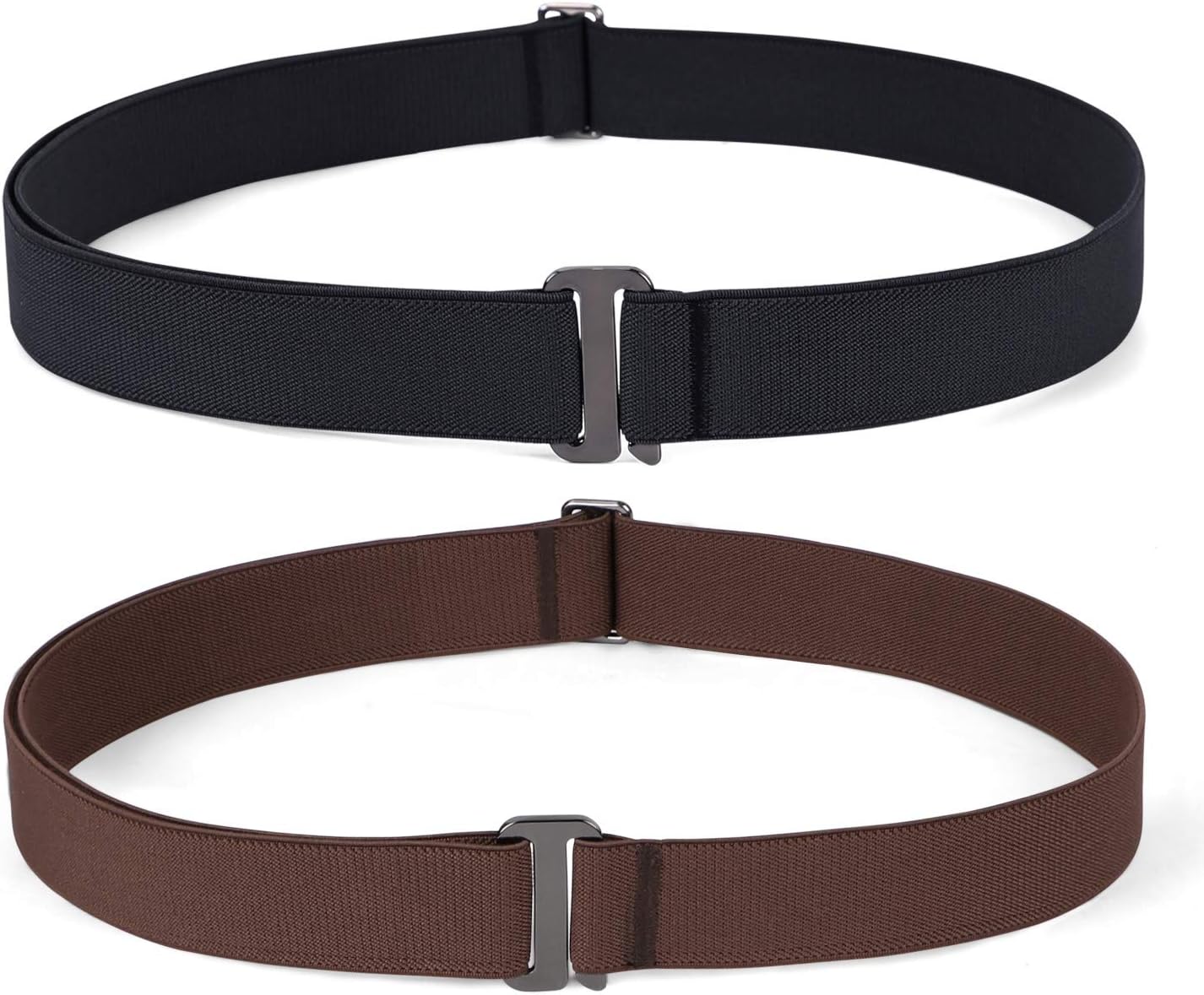 JASGOOD Women No Show Stretch Belt Elastic Web Strap Belt with Flat Buckle for Jeans Pants Dresses