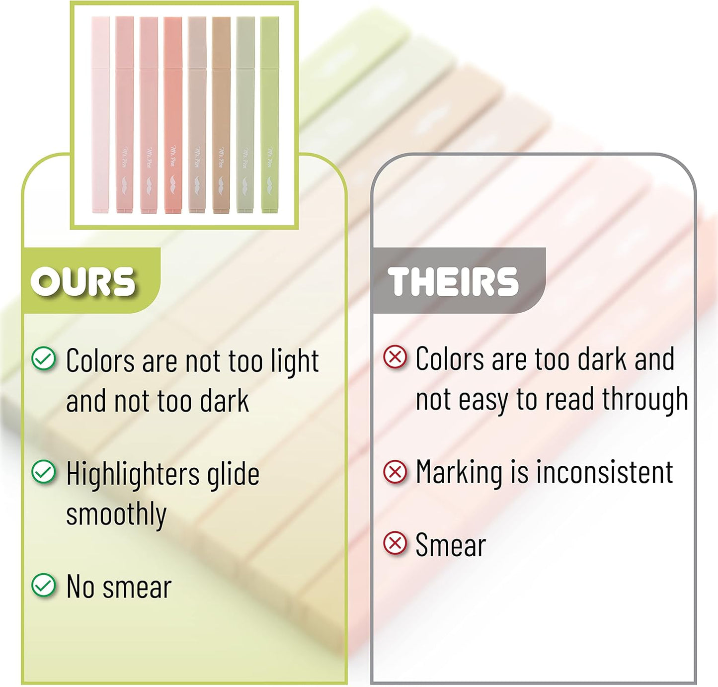Mr. Pen- Aesthetic Highlighters, 8 pcs, Chisel Tip, Boho Colors, No Bleed Bible Highlighter Pastel, Assorted Colors, Cute