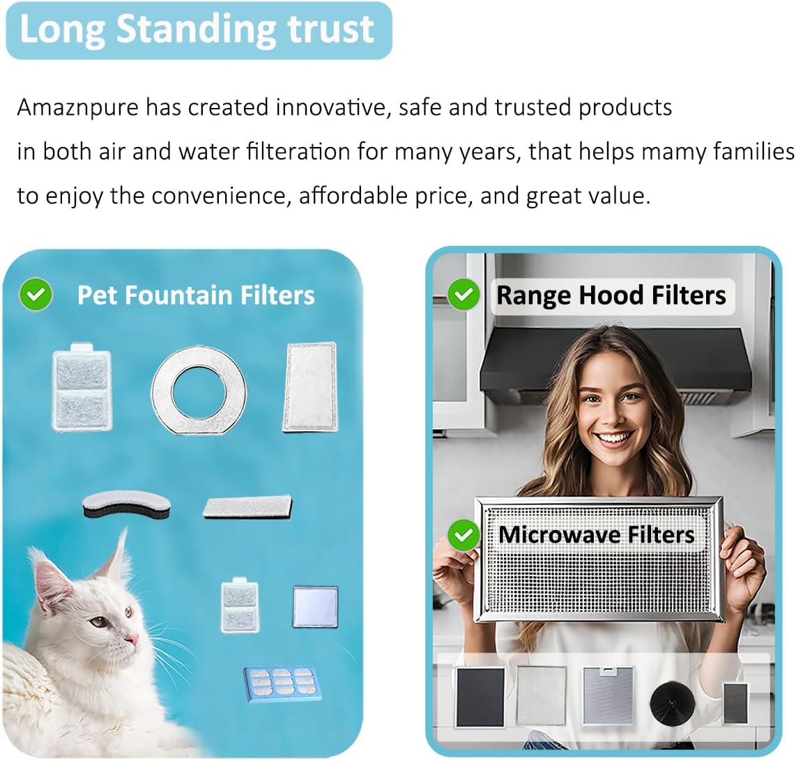 12X Small Water Activated Carbon Filter Compatible With Whisker City Automatic Pet Fountain Free-fall fountain and Corner fountain, Whisker City 50 oz (small) and 150 oz (medium)