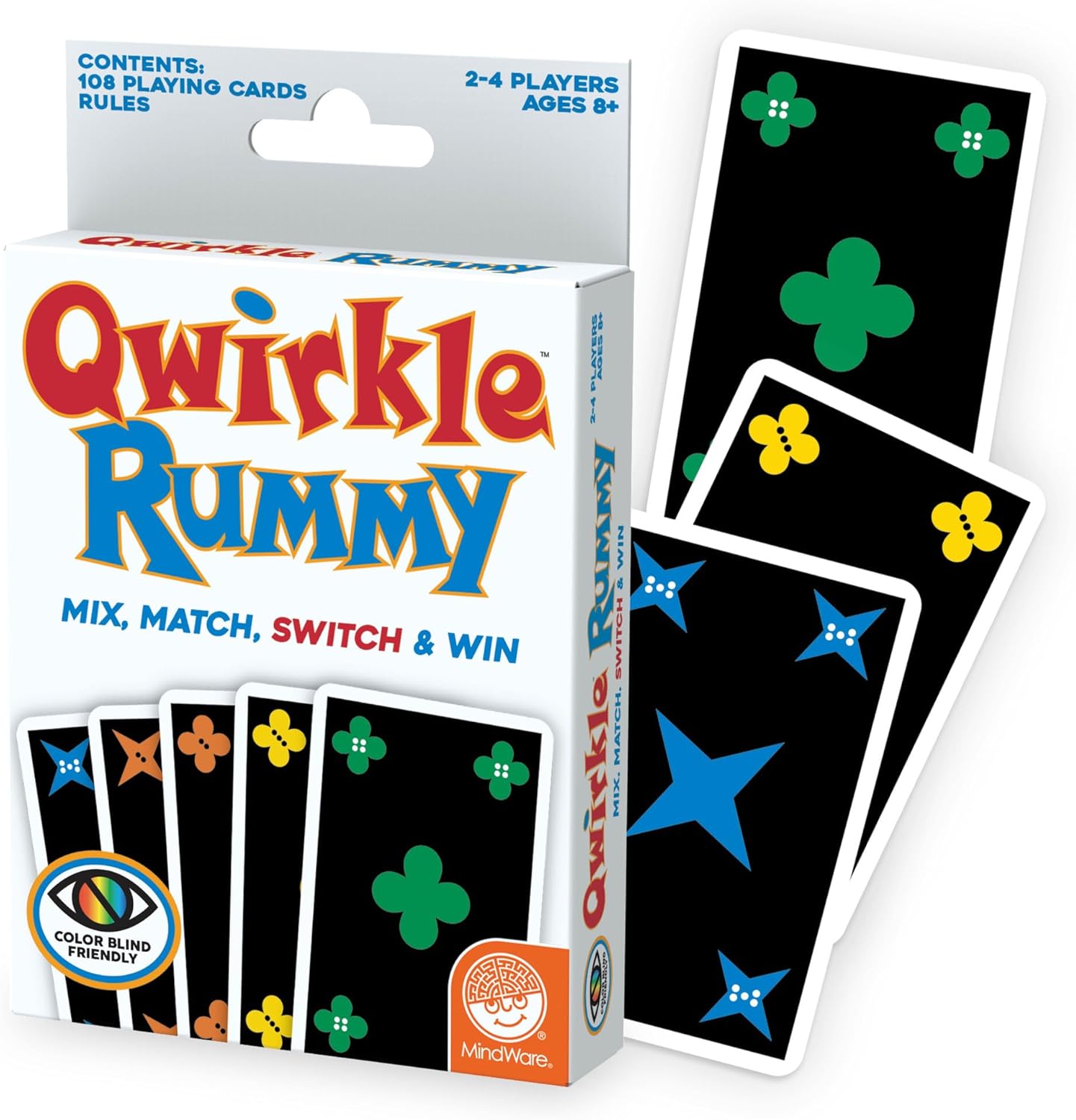 MindWare Qwirkle Rummy Card Game - Strategy Games for Adults and Family - Fun Family Games & Party Games for Adults - Match Shapes & Colors, Score Qwirkles to Win - Ages 8 and Up