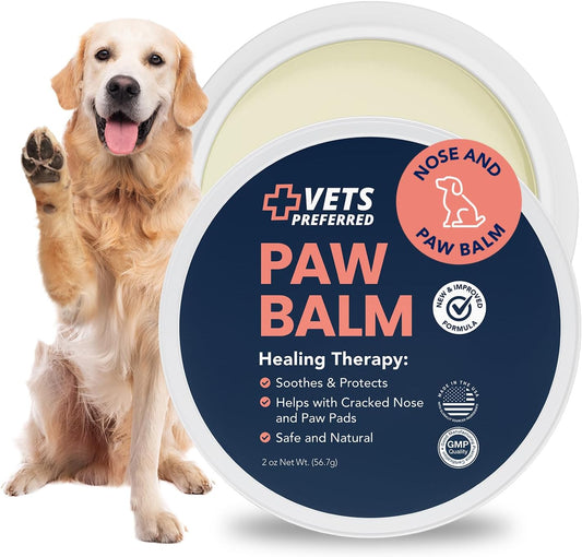 Vets Preferred Paw Balm Pad Protector for Dogs – Dog Paw Balm Soother – Heals, Repairs and Moisturizes Dry Noses and Paws – Ideal for Extreme Weather Season Conditions - 2 Oz