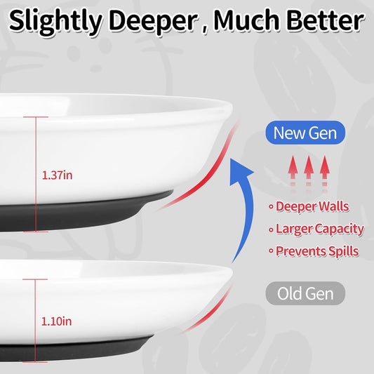 Cat Food Bowls, Whisker Friendly Ceramic Cats Bowls with Nonslip Silicone Base, Pack of 3 Quiet Dishes and Plates for Feeding Indoor Cats, Kittens and Small Dogs(Fishbone,Deeper)