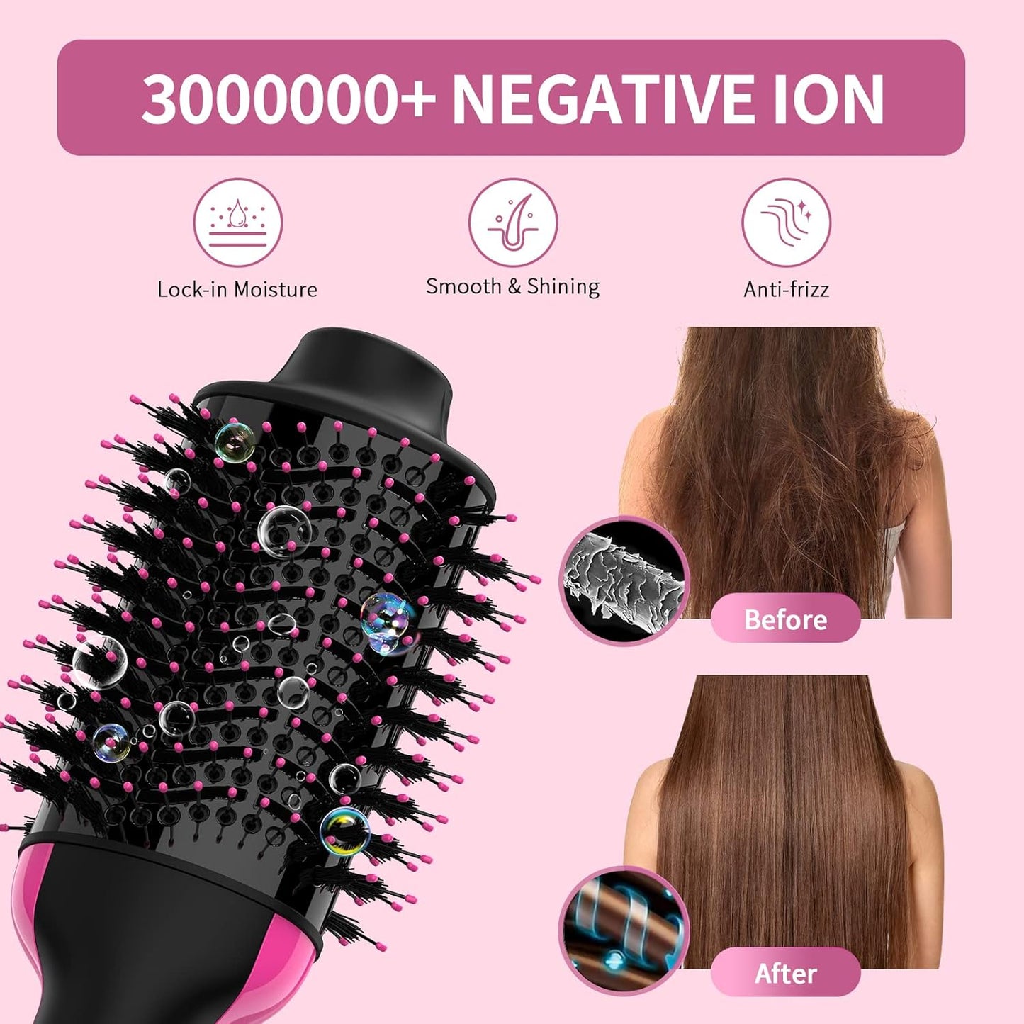Hair Dryer Brush Blow Dryer Brush in One, Upgraded 4 in 1 Hair Dryer and Styler Volumizer with Negative Ion Anti-frizz Ceramic Titanium Barrel Hot Air Hair Straightener Brush