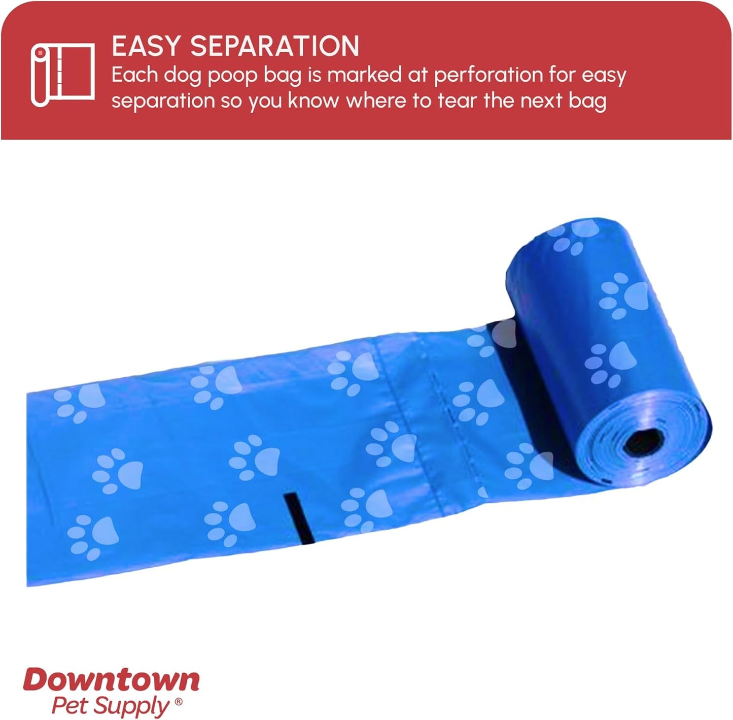 Downtown Pet Supply Poop Bags for Dogs with Dispenser, 1000 Count - Leak-Proof Dog Waste Bags and Bone-Shaped Dog Poop Bags Holder for Leash - Rainbow with Paw Prints, 12.5" x 8.5"