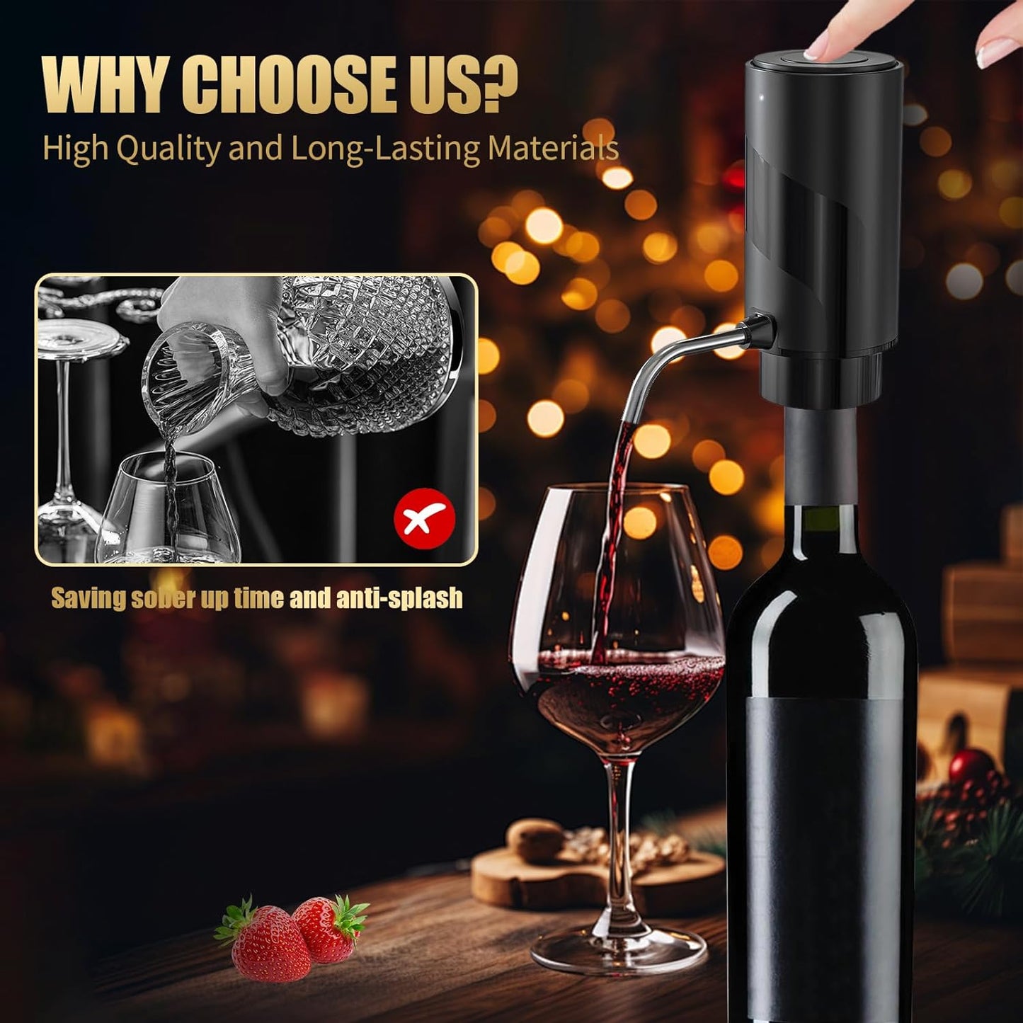 MolaMolamoy Wine Aerator Electric Wine Decanter Automatic Wine Aerator Portable One Touch Wine Dispenser Rechargeable Wine Pourer Wine Gifts for Wine Lovers and Parties
