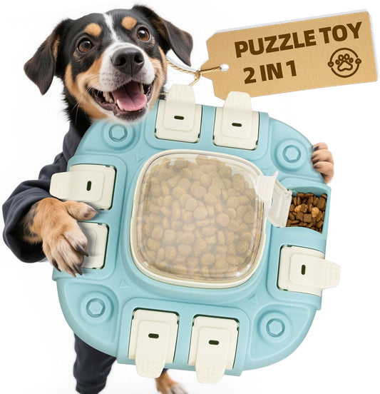 Dog Puzzle Toys 2 Level, Interactive Dogs Treat Puzzle Feeder Toy for IQ Training & Mental Stimulating, Fun Slow Feeder Dog Bowls, Large Medium Small Dogs Enrichment Toys