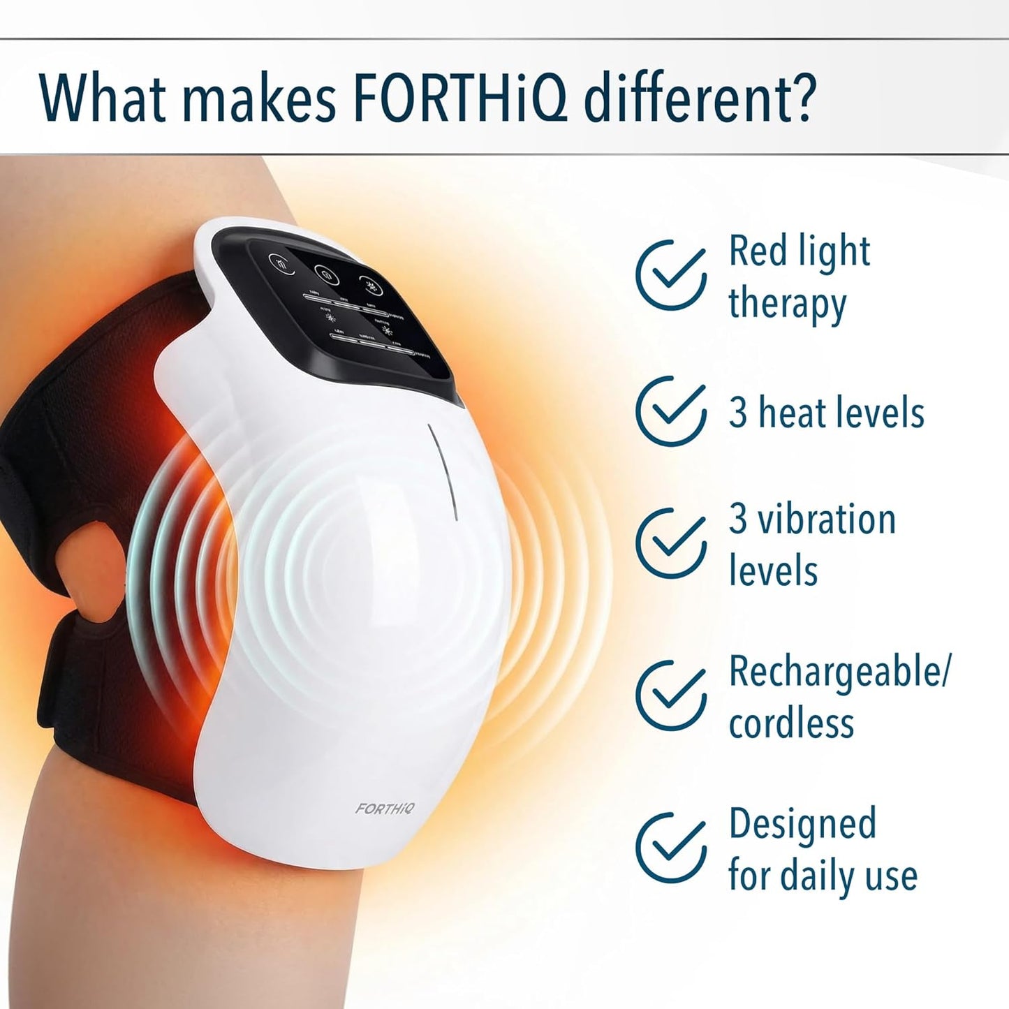 FORTHIQ Knee Massager Smart for Pain Relief with Heat and Red Light Therapy, 2026 Updated Edition, Relax Tight Muscles, Ideal Gift for Men & Women, FSA-HSA Eligible
