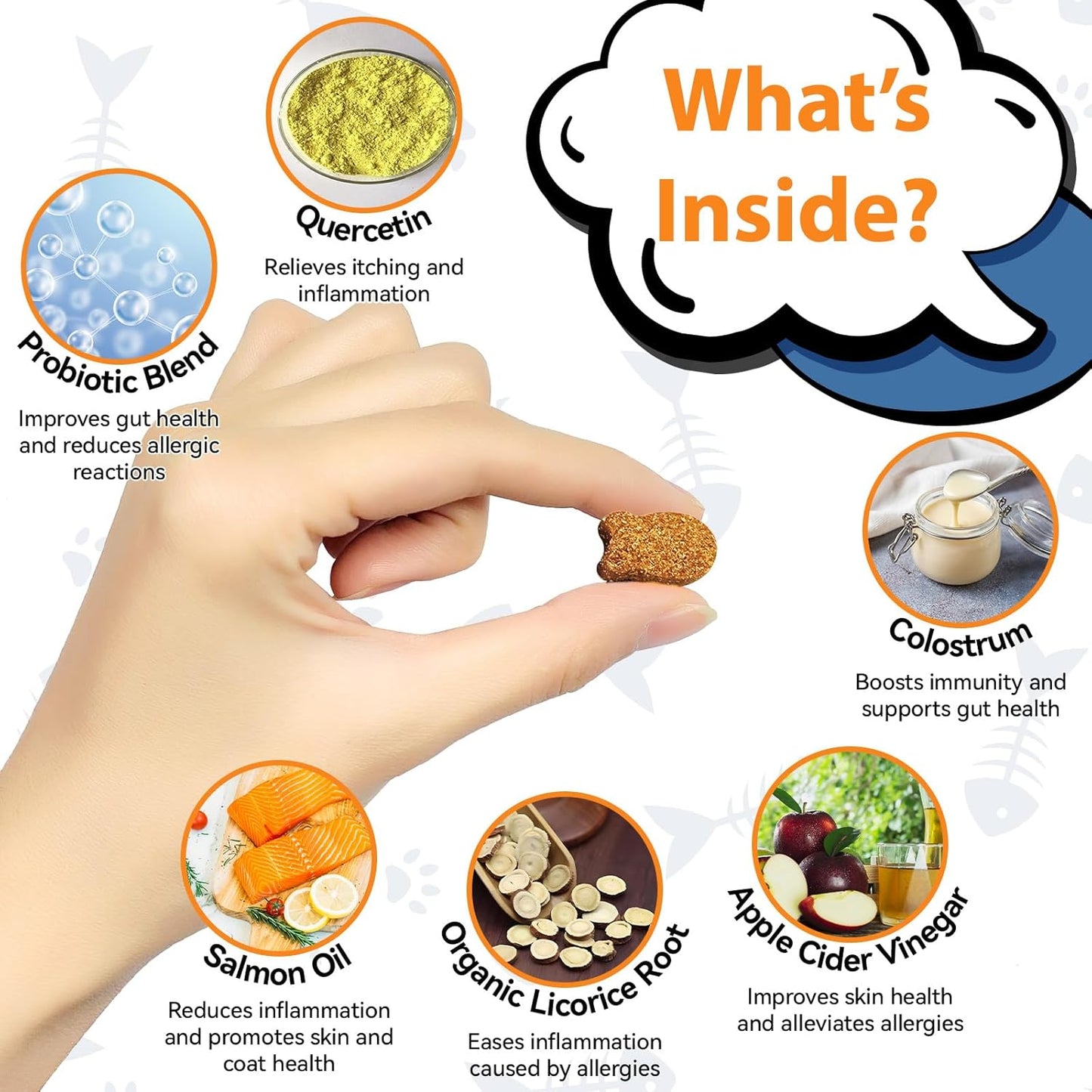Dog & Cat Allergy Chews 200 Chews - Dog or Cat Itching Skin Relief Support - Omega 3 Probiotics- Itchy & Paw Licking Relief, Seasonal Allergies, Skin & Coat Immunity Supplement - Chicken Flavor