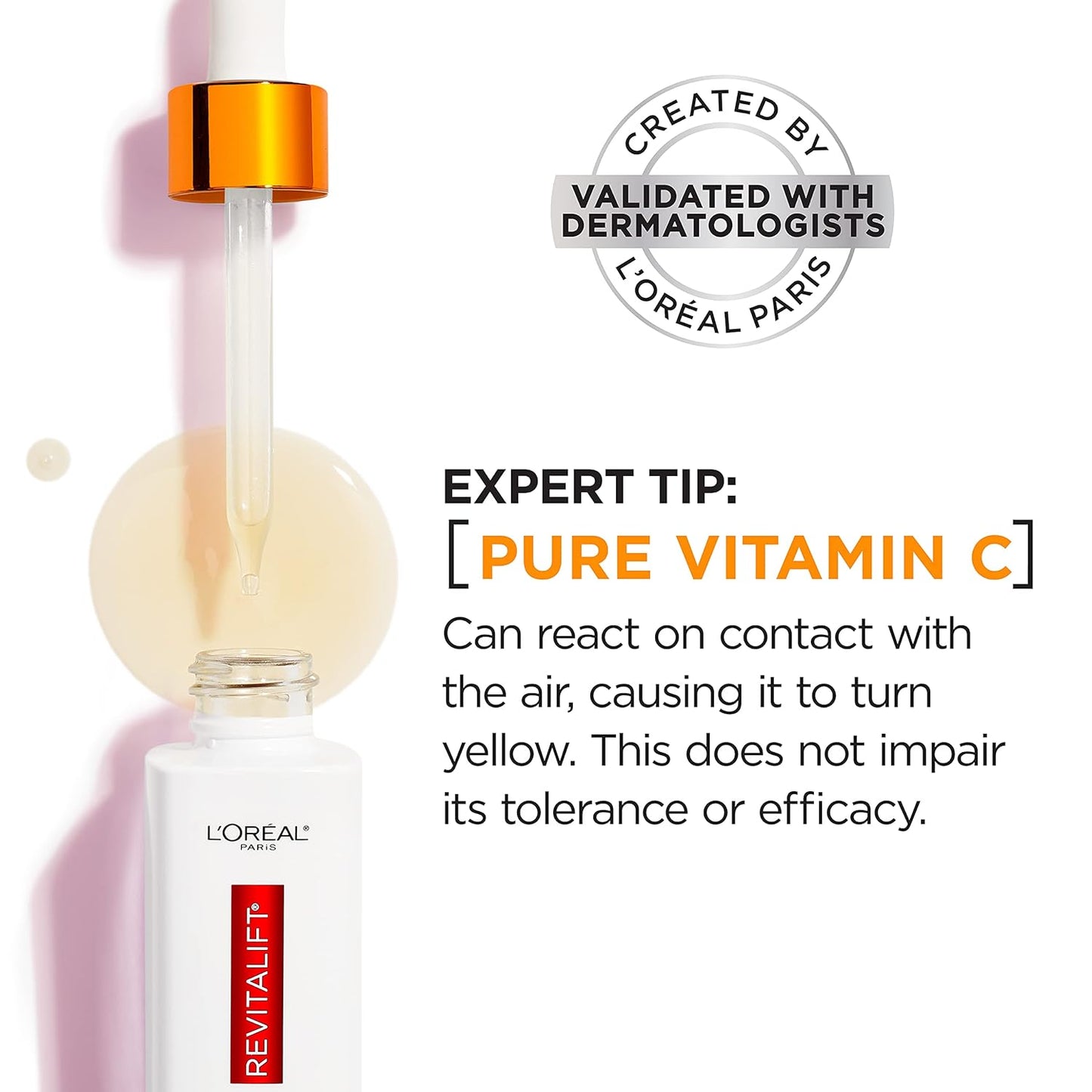 L'Oreal Paris Revitalift 12% Pure Vitamin C Serum, Brightening Serum For Face with Vitamin E, Salicylic Acid, 1 oz + Moisturizer Sample