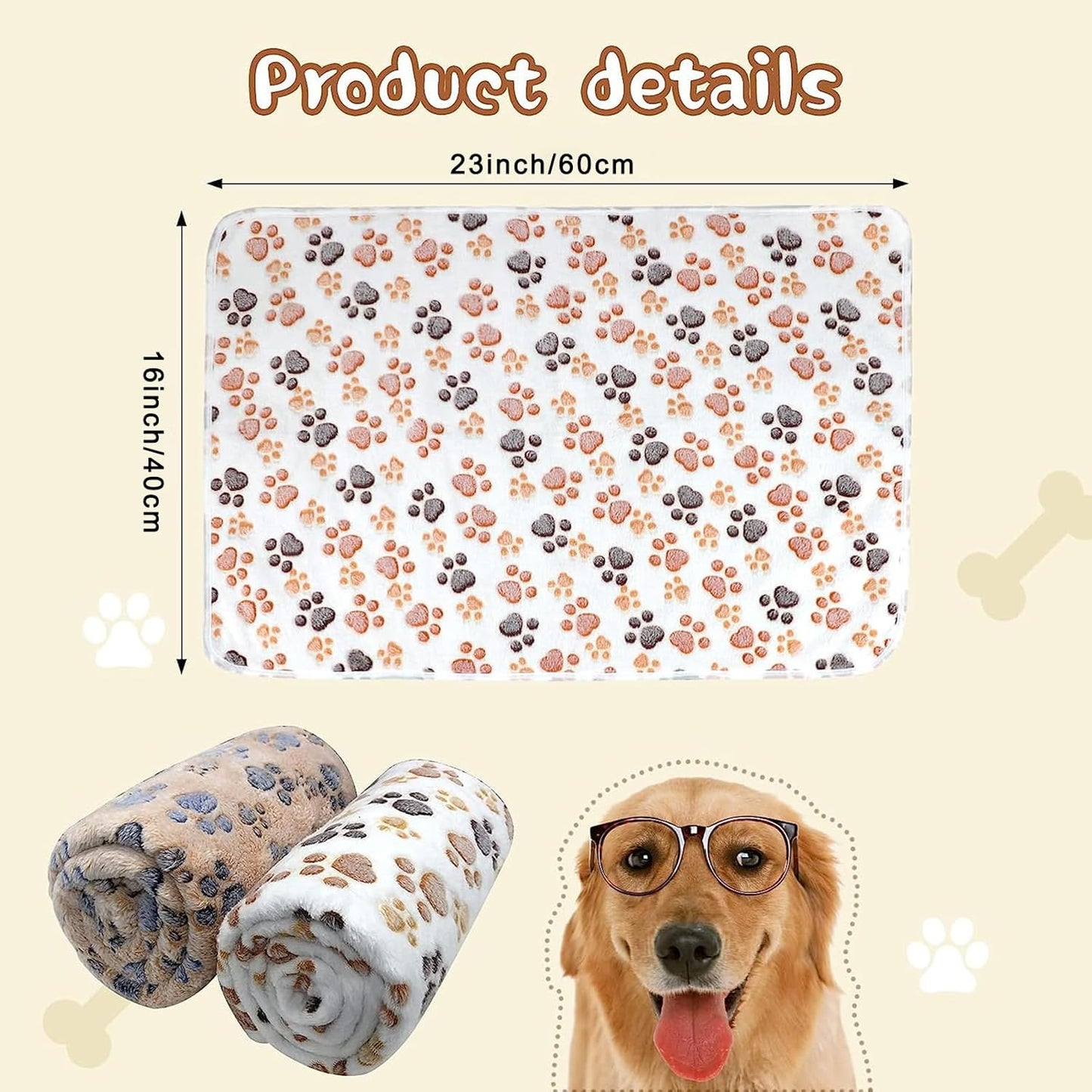 YUEPET Waterproof Dog Blankets, 2 Pack Washable Dog Blankets for Bed Couch Sofa Protector Fleece Flannel Puppy Blanket Soft Plush Reversible Throw Blanket for Small Dog Puppy Cat 23"×16"(White+Coffee)