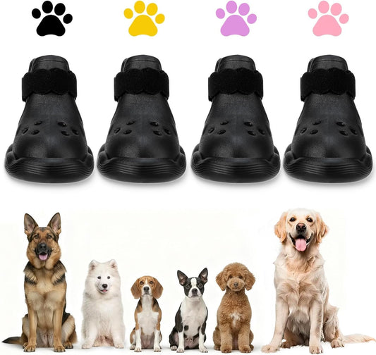 Dog Shoes for Hot Pavement & Snow - Waterproof, Non-Slip Dog Booties with Adjustable Straps. Breathable & Easy-Clean Paw Protectors, Easy ON/Off for Beach, Hiking All Seasons (Black, XL)