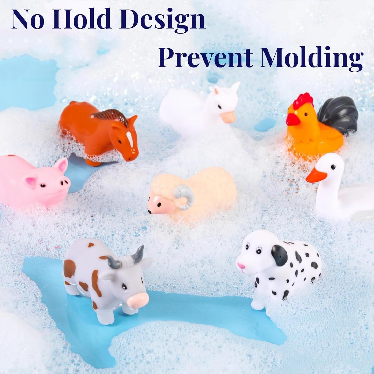 XY-WQ Bath Toys No Hole, for Infants 6-12& Toddlers 1-3, No Hole Bathtub Toys (Animal Ⅱ, 8 Pcs with Mesh Bag)