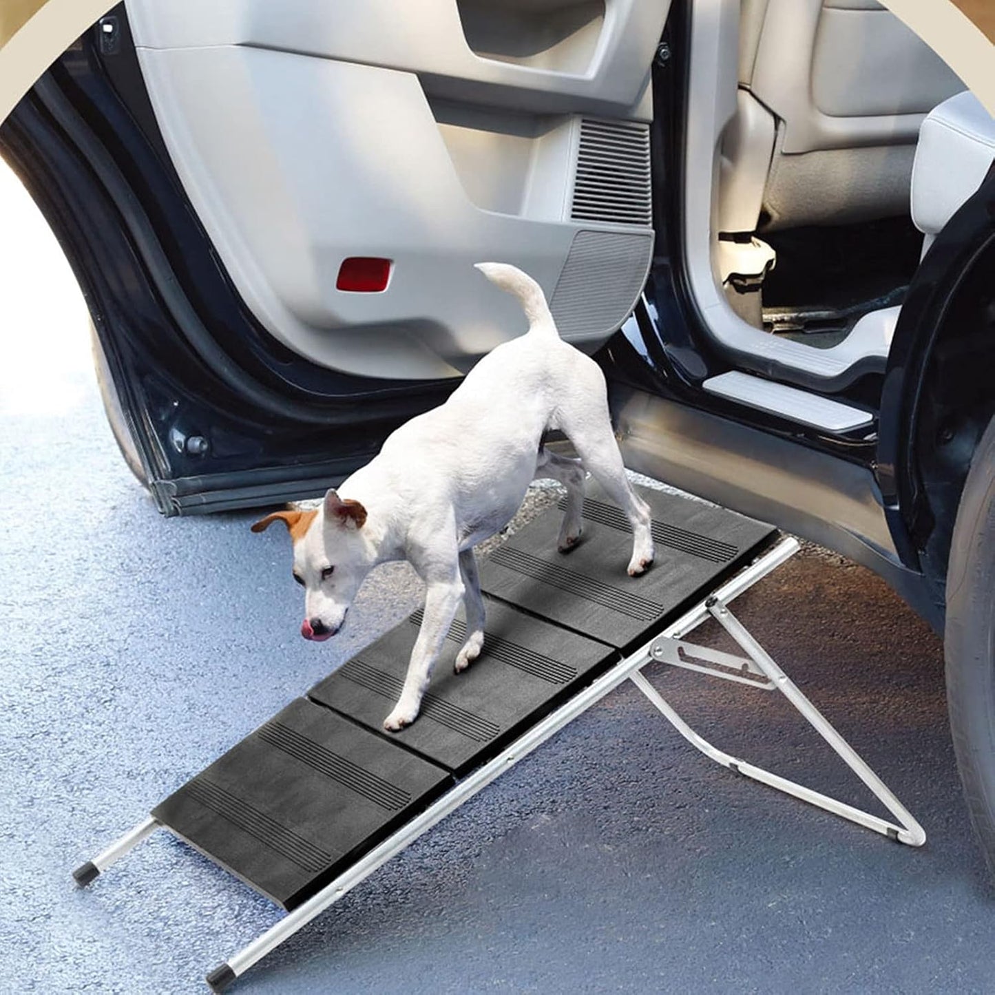 Portable Dog Car Step Stairs Ladder Folding Pet Ladder Ramp for Trucks SUVs High Bed Indoor Outdoor Use Lightweight Dog Stairs (Color : Black Size : Same Size)