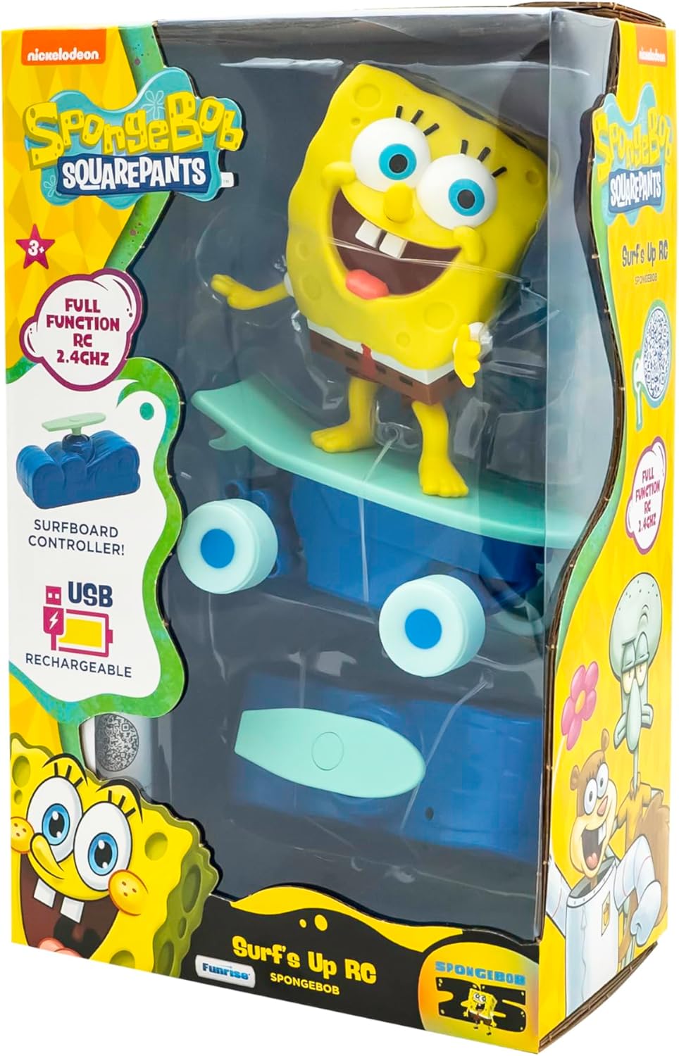 Spongebob Squarepants Surfs Up RC Vehicle - Full-Function Remote Control Spongebob Toy with Surfboard Controller, Real Surf Action Play for Kids Ages 3+