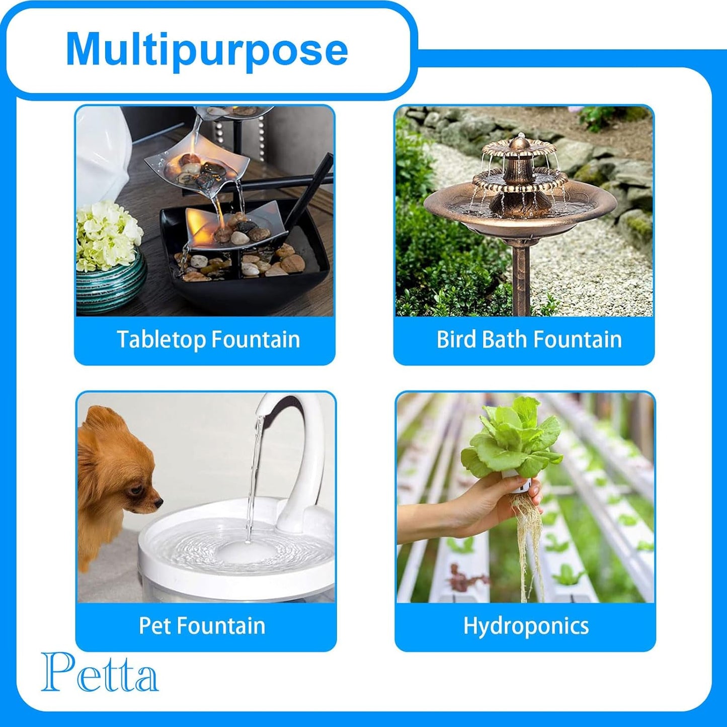 USB Cat Water Fountain,Automatic Pet Fountain with Acrylic Curved Outlet Tube,Dog Water Dispenser for Camping,Outdoors, Bowl NOT Included PC101-1