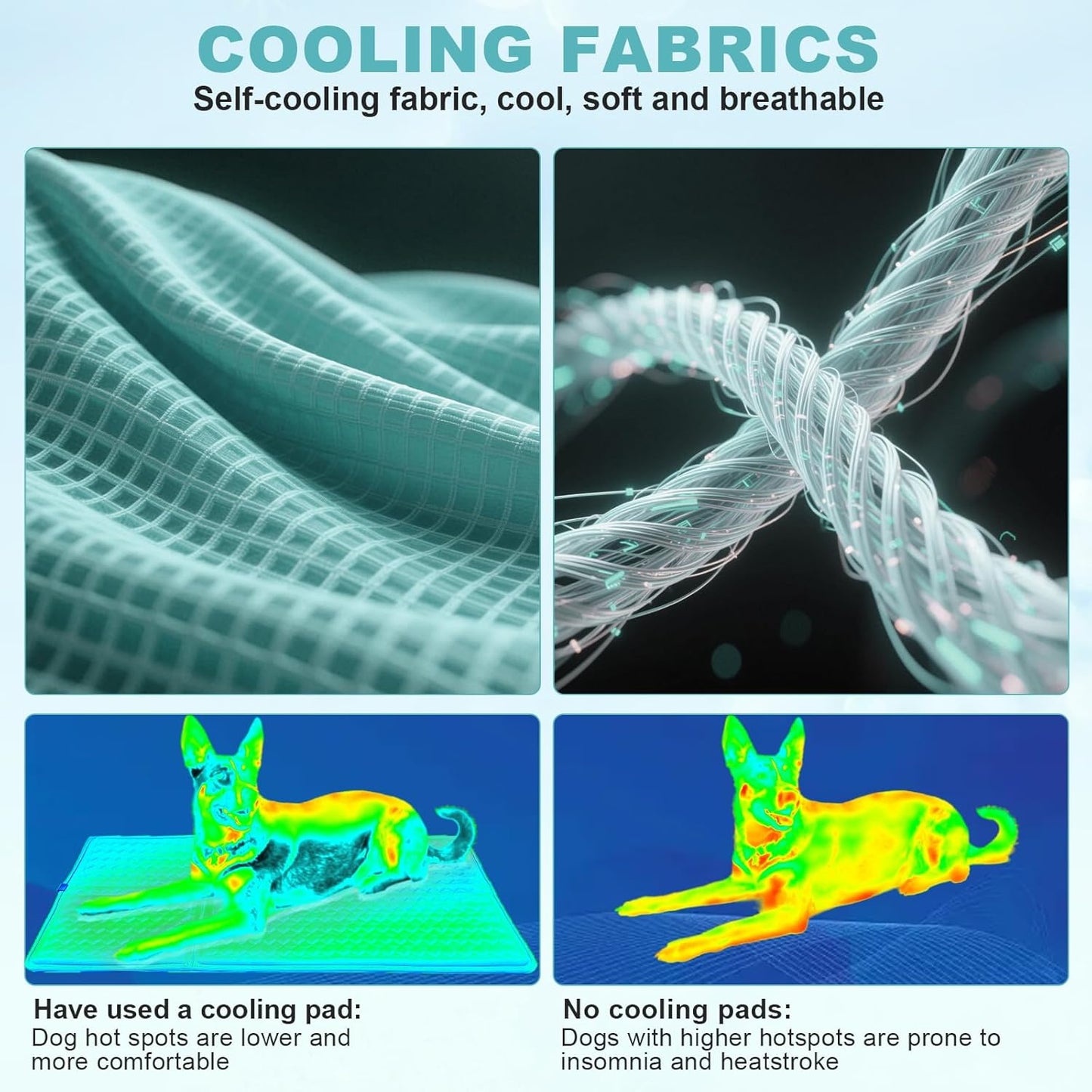Newly Upgraded Dog Cooling Mat 34x23 in,Ice Breathable Fabric, Solid Silicone Honeycomb Heat Dissipation Structure, Long-Lasting Coolness Cooling Mat for Dogs(Q-Max>0.5) Washable& Non-Toxic