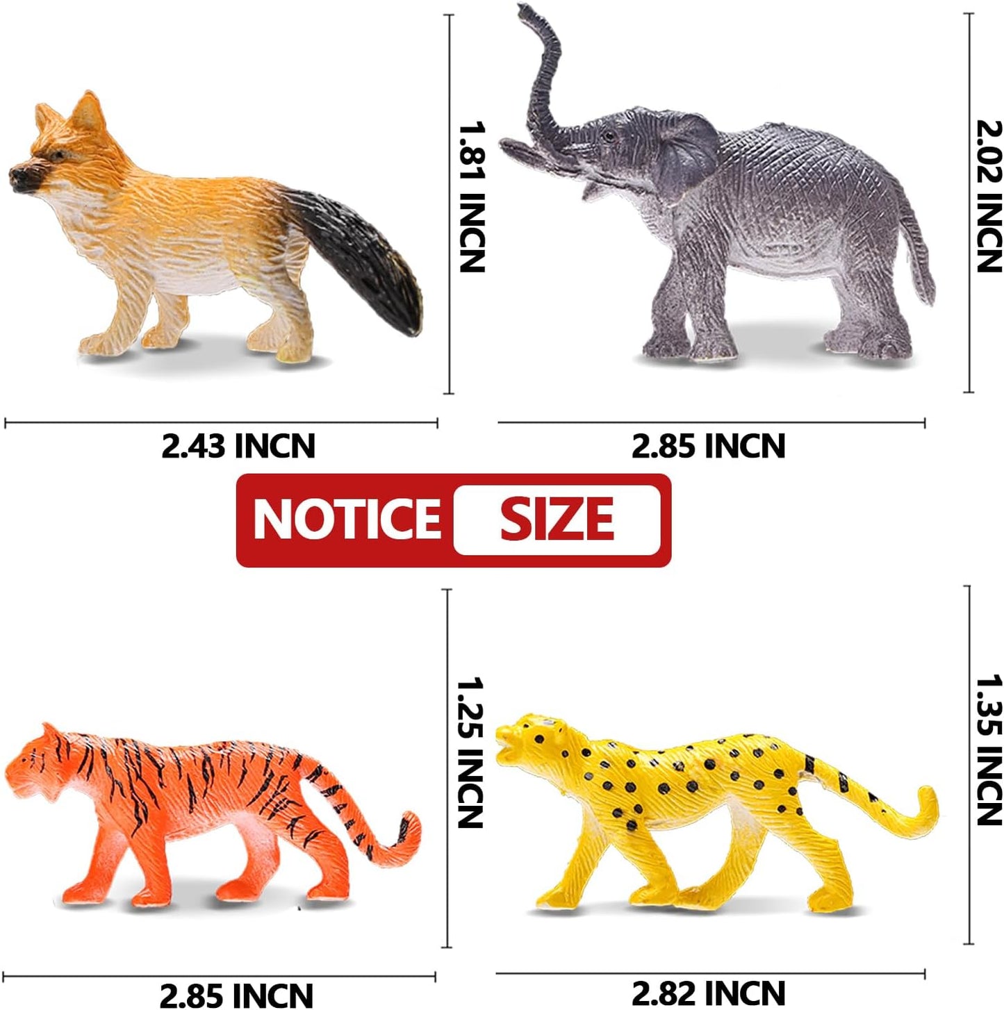 Animals Figure,54 Piece Mini Jungle Toys Set,ValeforToy Realistic Wild Vinyl Plastic Animal Learning Party Favors for Boys Girls Kids Toddlers Forest Small Playset Cupcake Topper