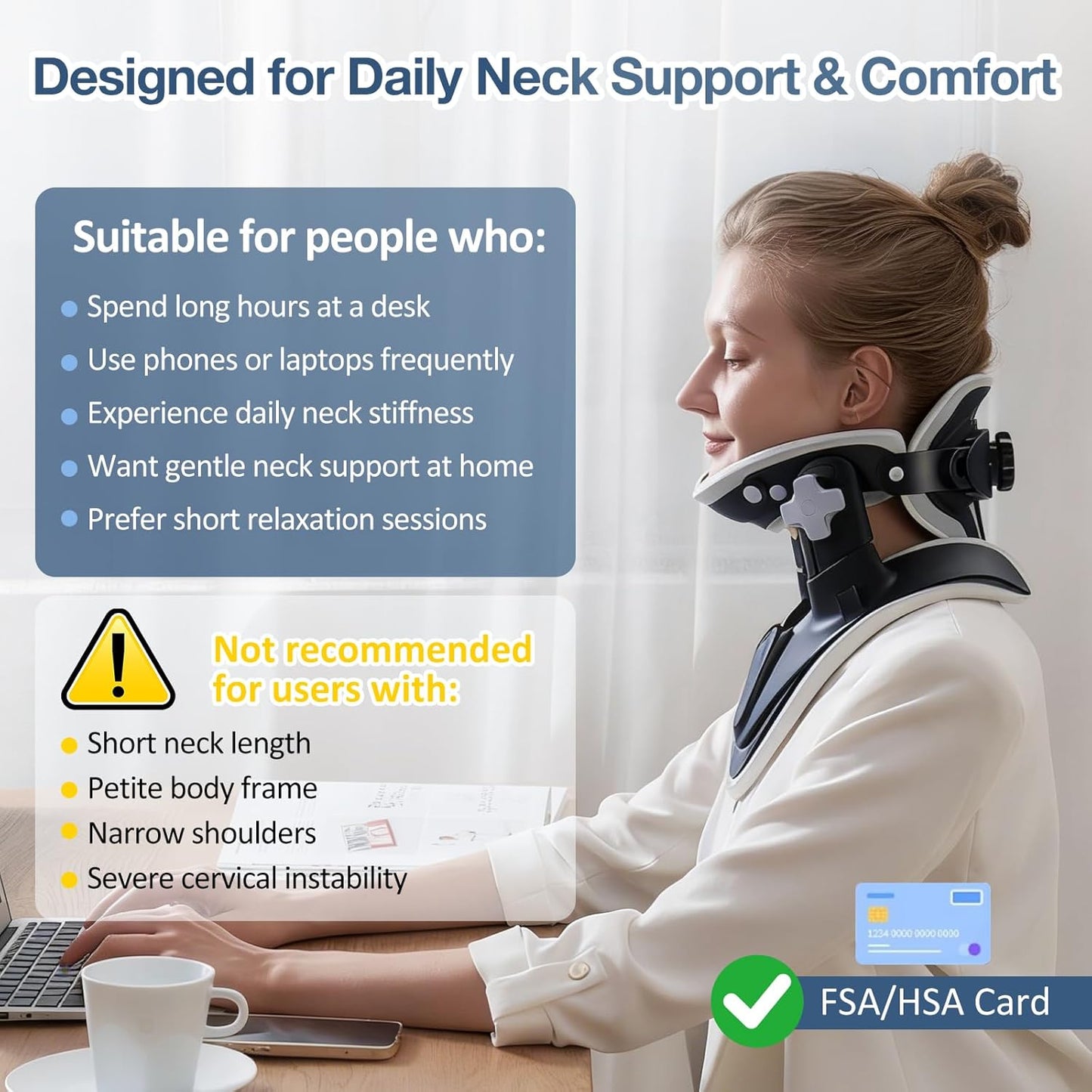 Neck Stretcher Cervical Traction, Adjustable Neck Traction Device, Neck & Shoulder Pain Relief, Neck Brace for Improved Spine Alignment, Used for Home, Office, Outdoor (Black)