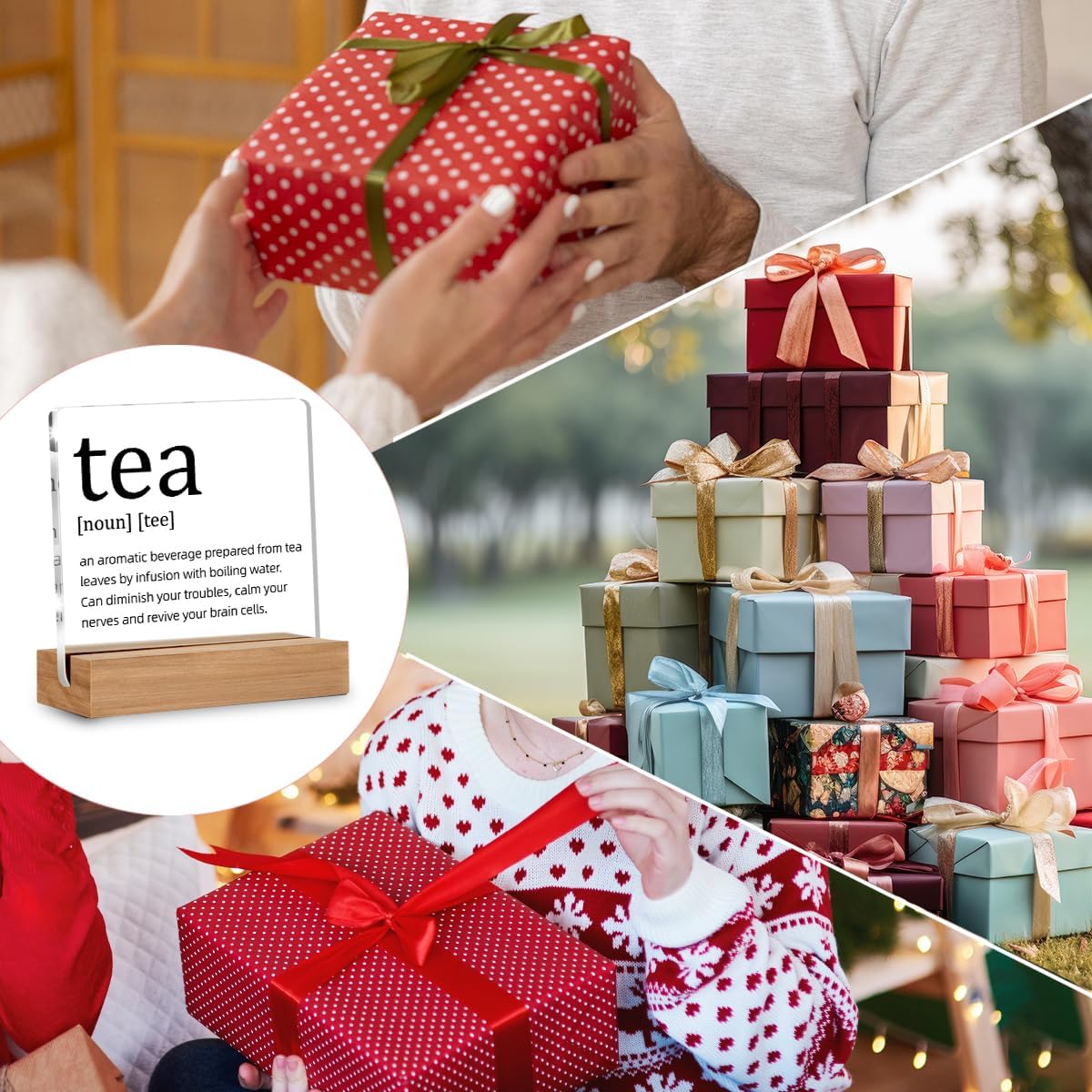 Gifts for Tea Lovers, Tea Definition Gift, Tea Lover Gifts, Coffee Bar Decor, Kitchen Decor Acrylic Sign, 4 x 4 Inches