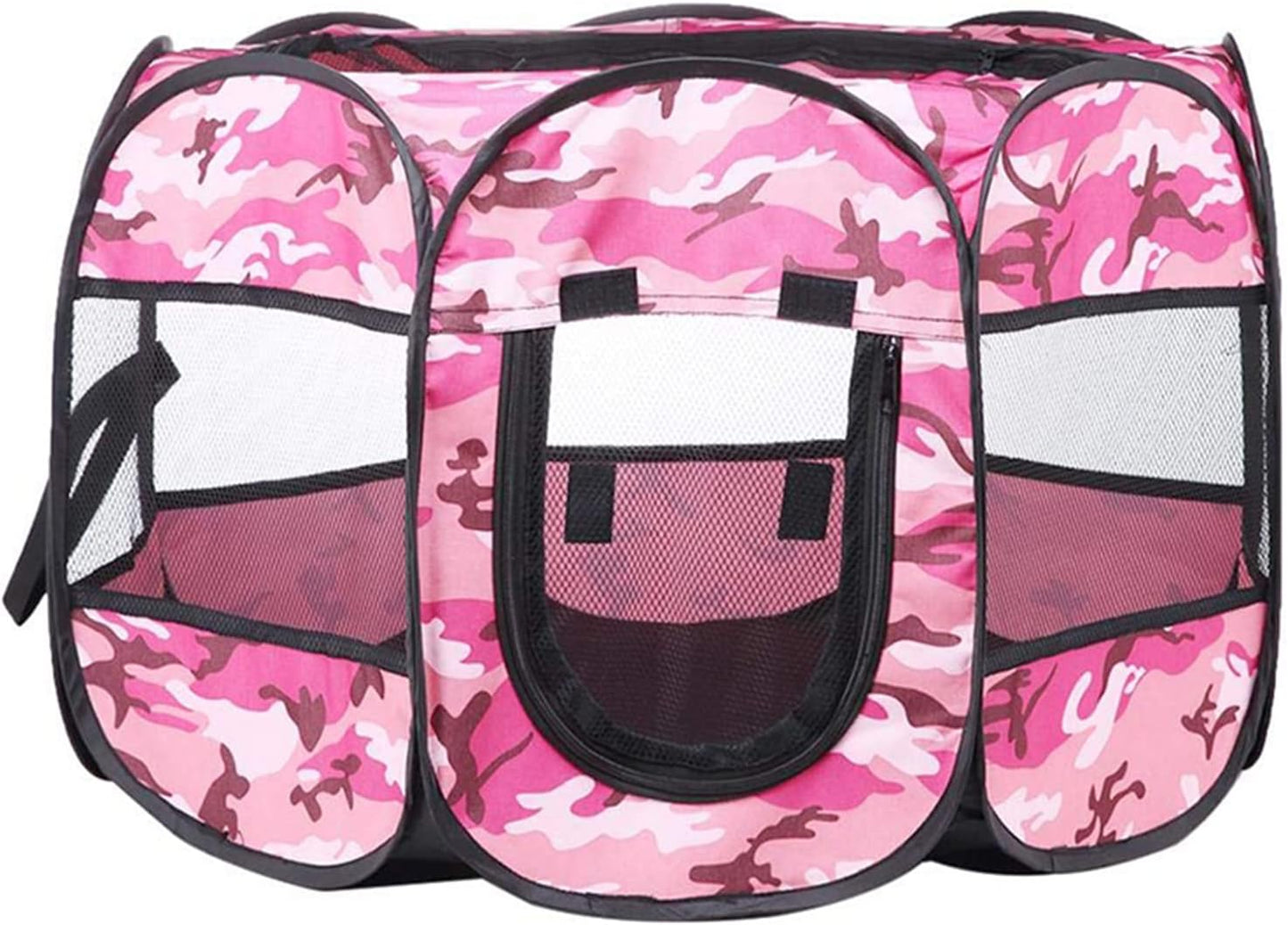 Foldable Dog Cat Playpens, Portable Dog Pen Indoor Outdoor, Cat Playpen Exercise Pen Pet Tent House Playground Dog Pen Indoor with Removable Shade Cover for Dogs & Cats,Pink,M