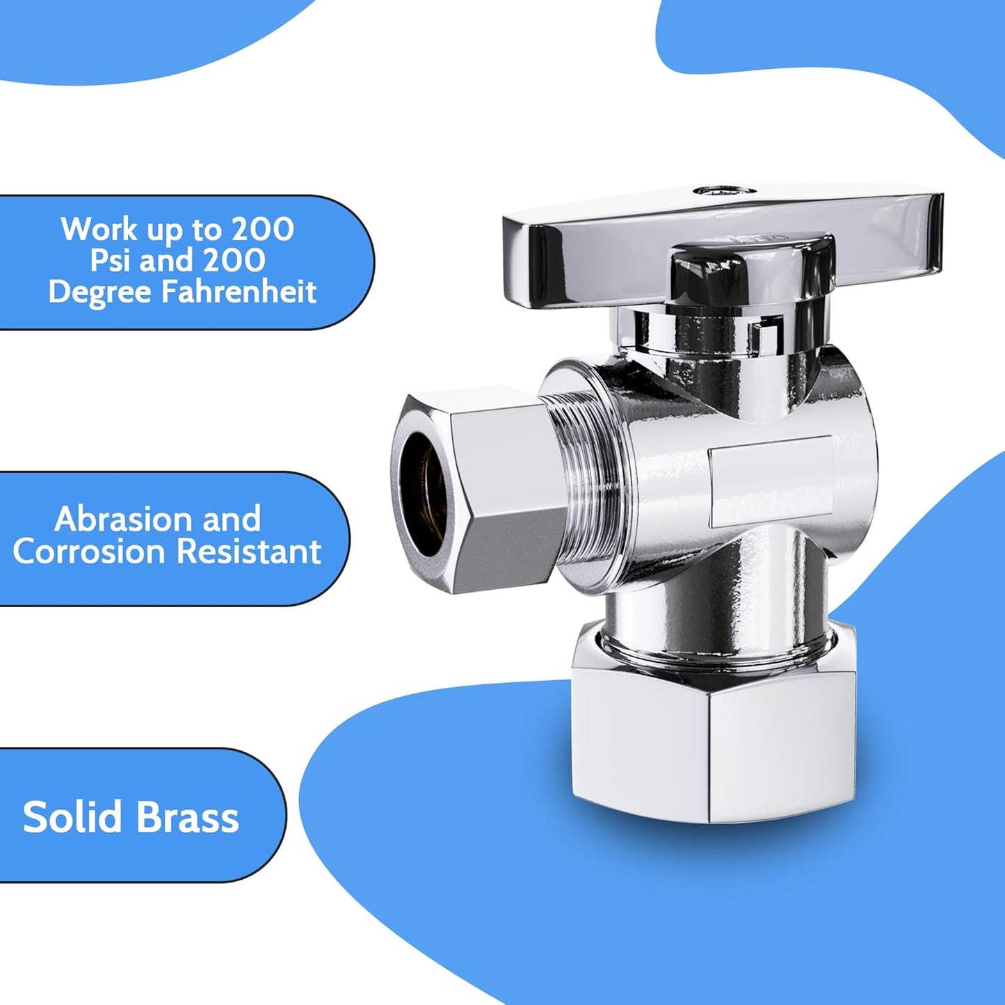 VINTEX Toilet Connector Plumbing kit，Complete Toilet Set Valve with 12" Long Stainless Steel Toilet Connector Hose，1/2 inch NOM Inlet x 3/8 inch OD Compression Outlet Angle Shut Off+Escutcheon Plate