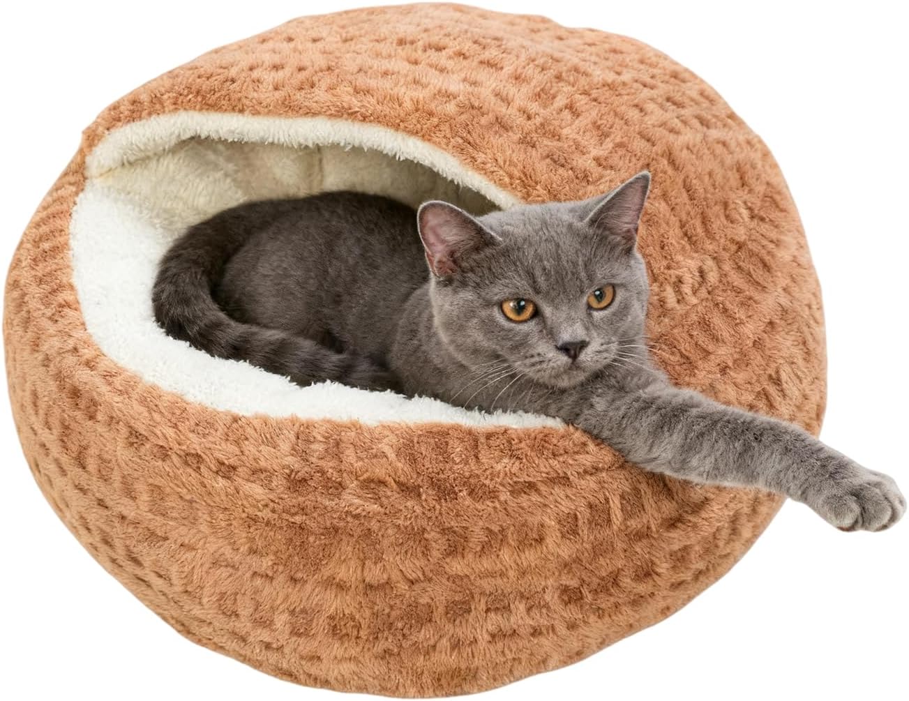 Hooded Calming Cat Cave - Hooded Kitten Bed, Cat Tent for Home Bedroom Balcony, Pet Bed with Thick Padding, Pet Sleeping House, Cave Cushion for Indoor Shelter Living Room Apartment