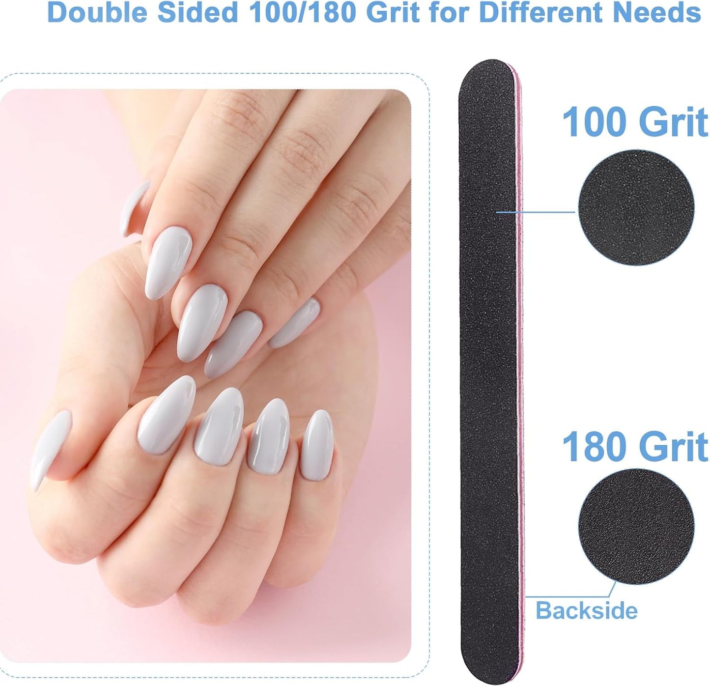 Nail File and Buffer Set, 4 Way Nail Buffers Shine Kit Professional Nail Files for Natural Nails Manicure Filer Filing Polishing Buff Nail Care Smoother Buffing Fingernail 100/120/240/600/3000 Grit