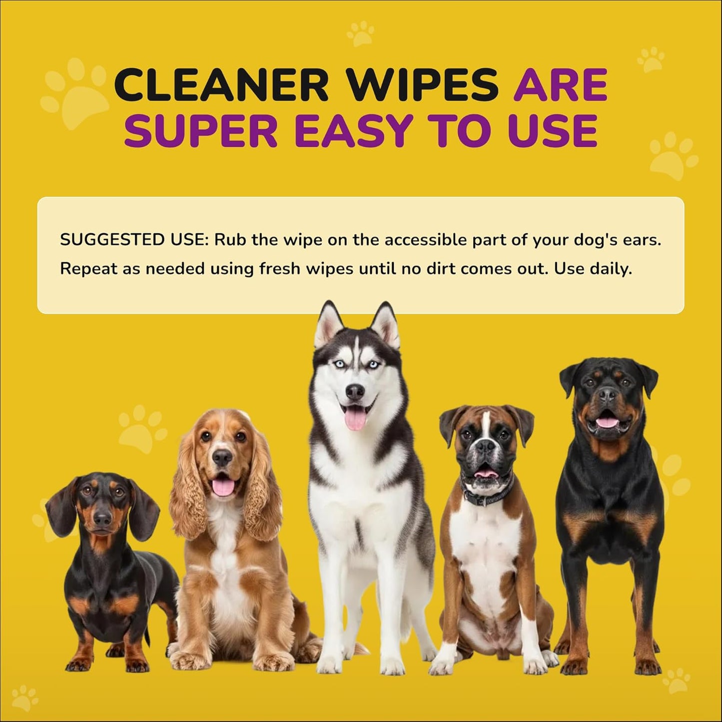 Dog Ear Cleaner Wipes - Cleaning Wipes for Puppies - Dirty, Smelly & Itchy Ears - Non-Irritating Removal of Buildup, Dirt & Wax- with Witch Hazel, Willow Bark, Aloe Vera & More - 100 Count