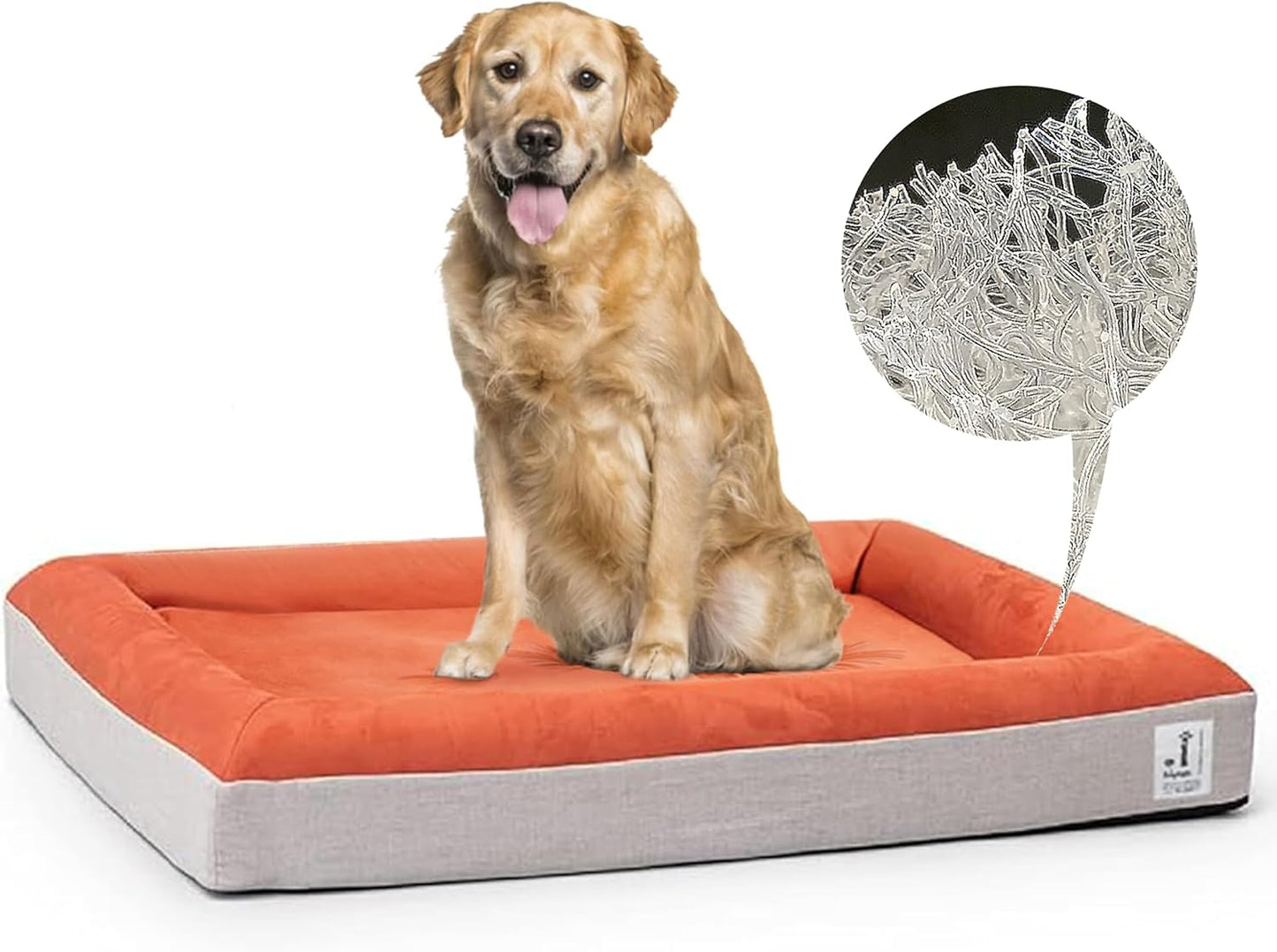 ibiyaya - Orthopedic Bed for Large Dogs - Dog Sofa Bed Large, Supportive Foam Pet Couch with Removable Washable Cover, Waterproof Lining and Nonskid Bottom - Brick Red