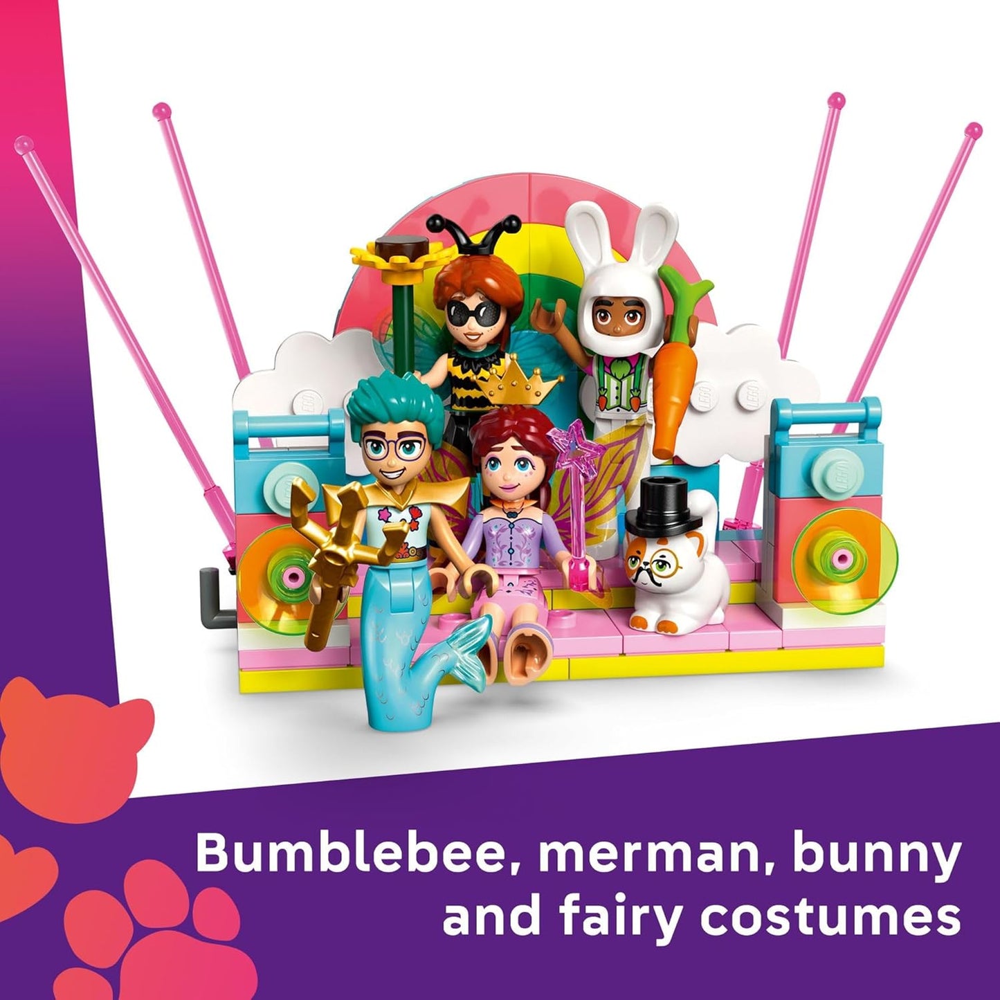 LEGO Friends Costume Party with Unicorn & Fairy Pretend Play Building Toy - Interactive Storytelling Playset with Cat and Unicorn Toys - Creative Birthday Gift Idea for Girls & Boys, 6+ - 42661
