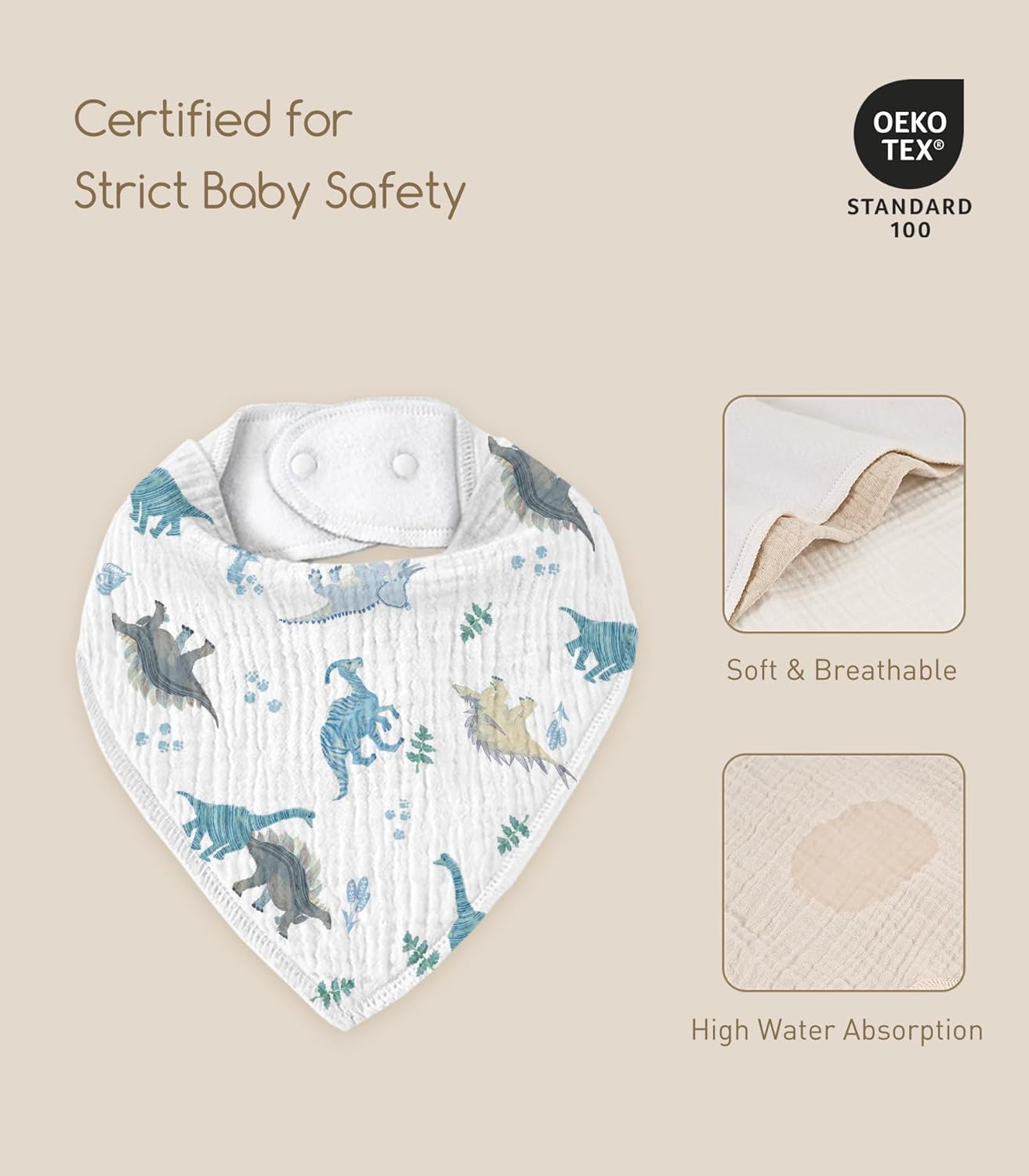 Muslin Baby Bibs 8 Pack, Baby Bandana Drool Bib for Drooling and Teething, Cotton Soft Absorbent for Girls Boys BC
