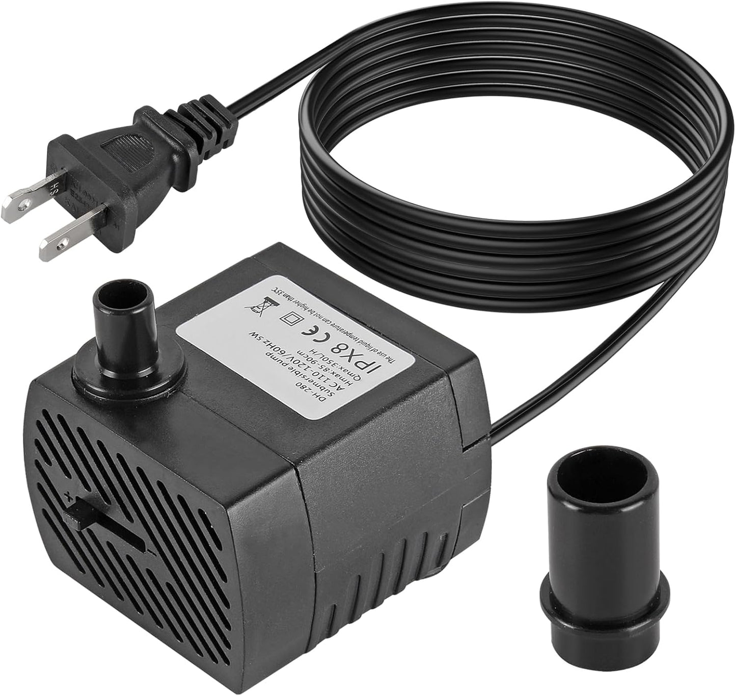 2PCS 95GPH 5W 350L/H Mini Submersible Pump, Small Fountain Pump for Pond, Aquariums, Fish Tank, Tabletop Fountain, Pet Fountain, Indoor or Outdoor Fountain